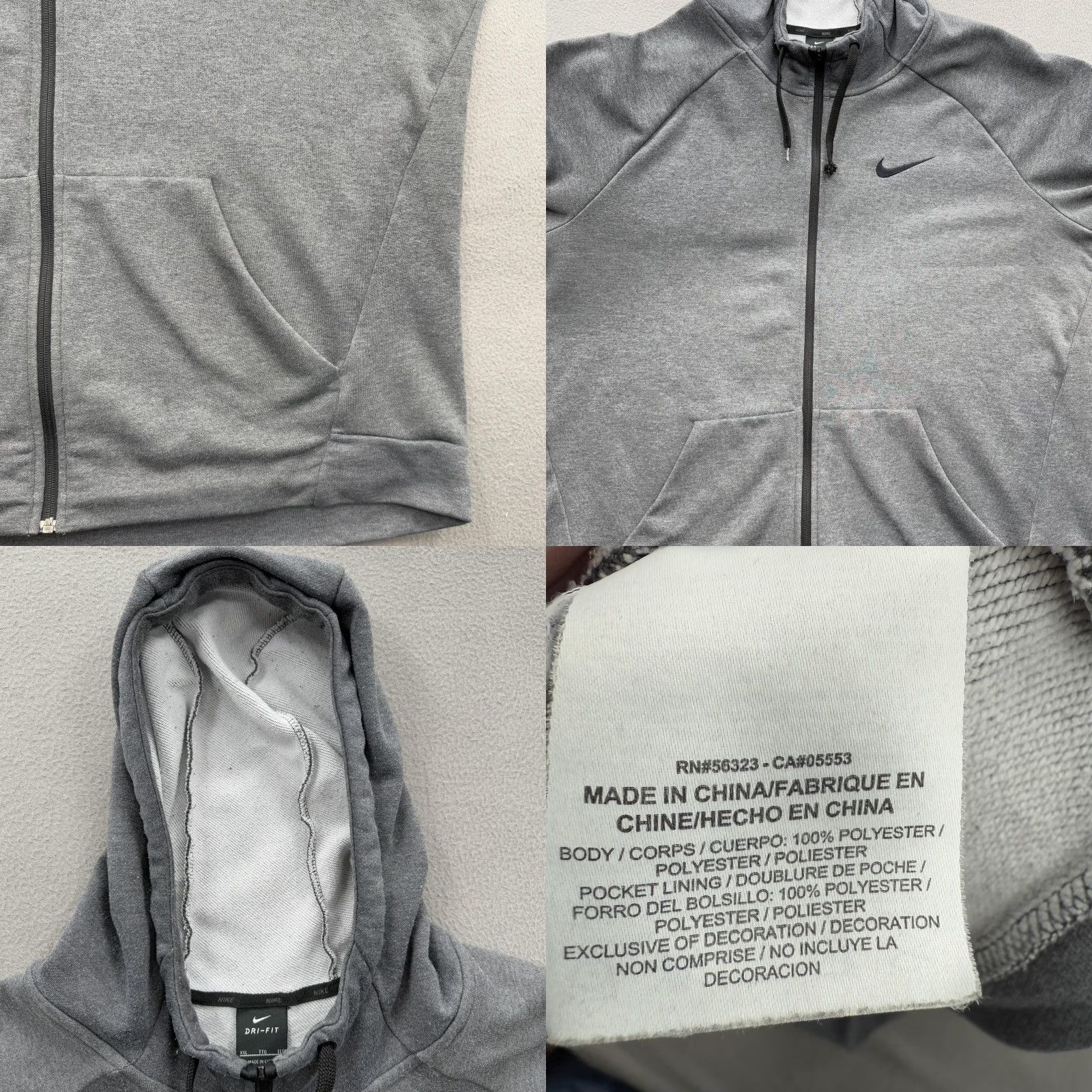 Nike Nike Dri-FIT Hoodie Mens 2XL Gray Full Zip Athletic Training Sweatshirt Workout Size US XXL / EU 58 / 5 - 8 Thumbnail