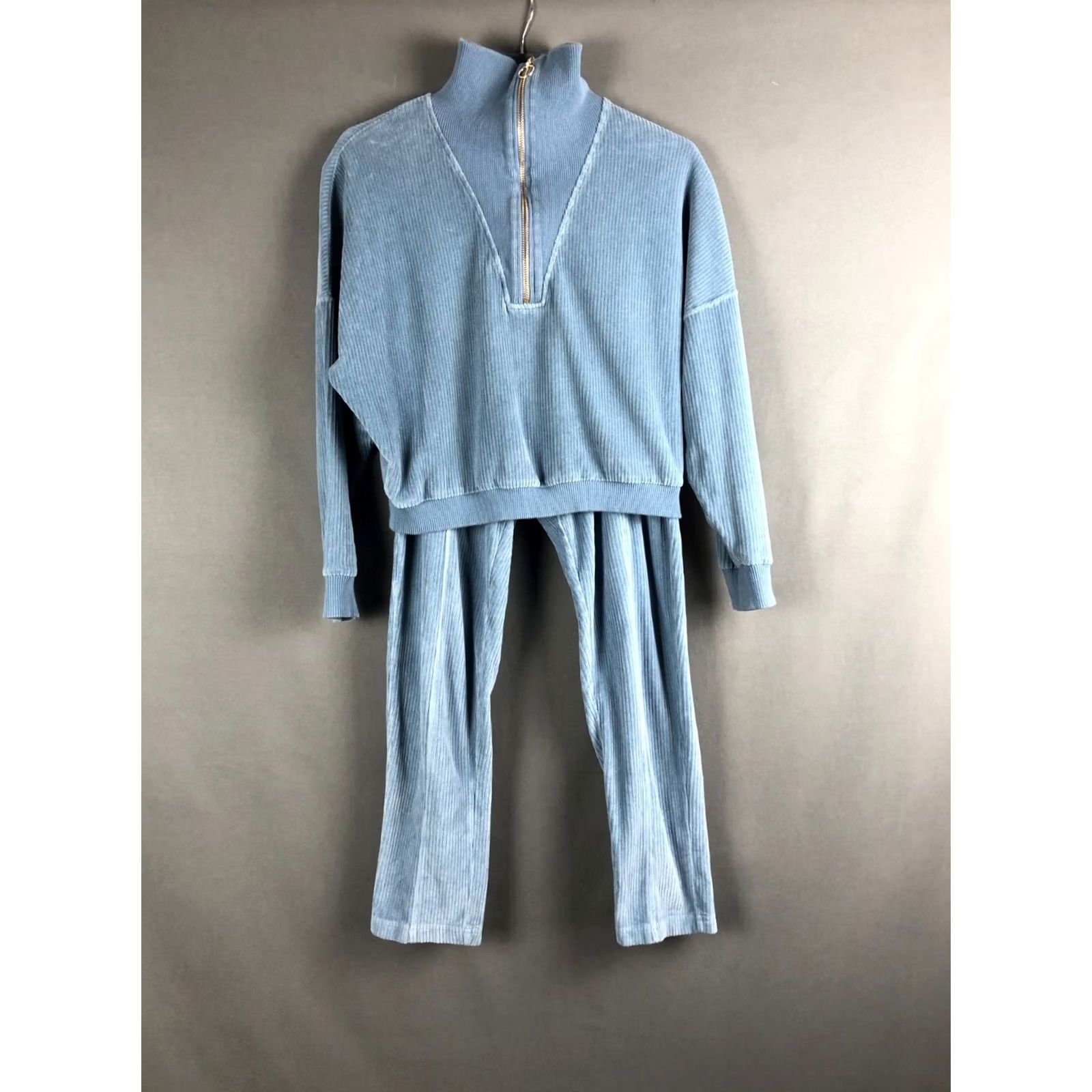 Velour Sezane Jogger Set Size XS Blue Cotton Velour Striped 2 Piece Women Size 26" / US 2 / IT 38 - 2 Thumbnail
