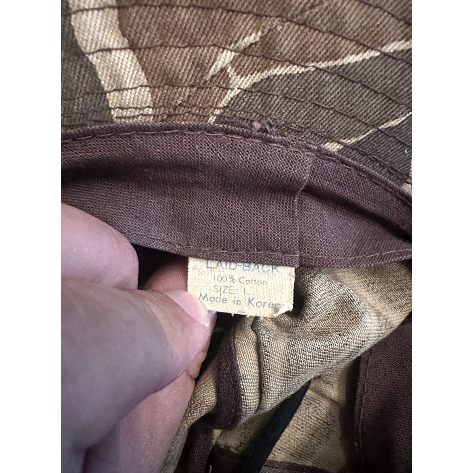 Vintage VINTAGE Laid Back Hunter’s Association Bucket Hat Camo Hat LG Brown HaT One Size Military Bucket Hat LG Brown Mens Size ONE SIZE - 4 Thumbnail
