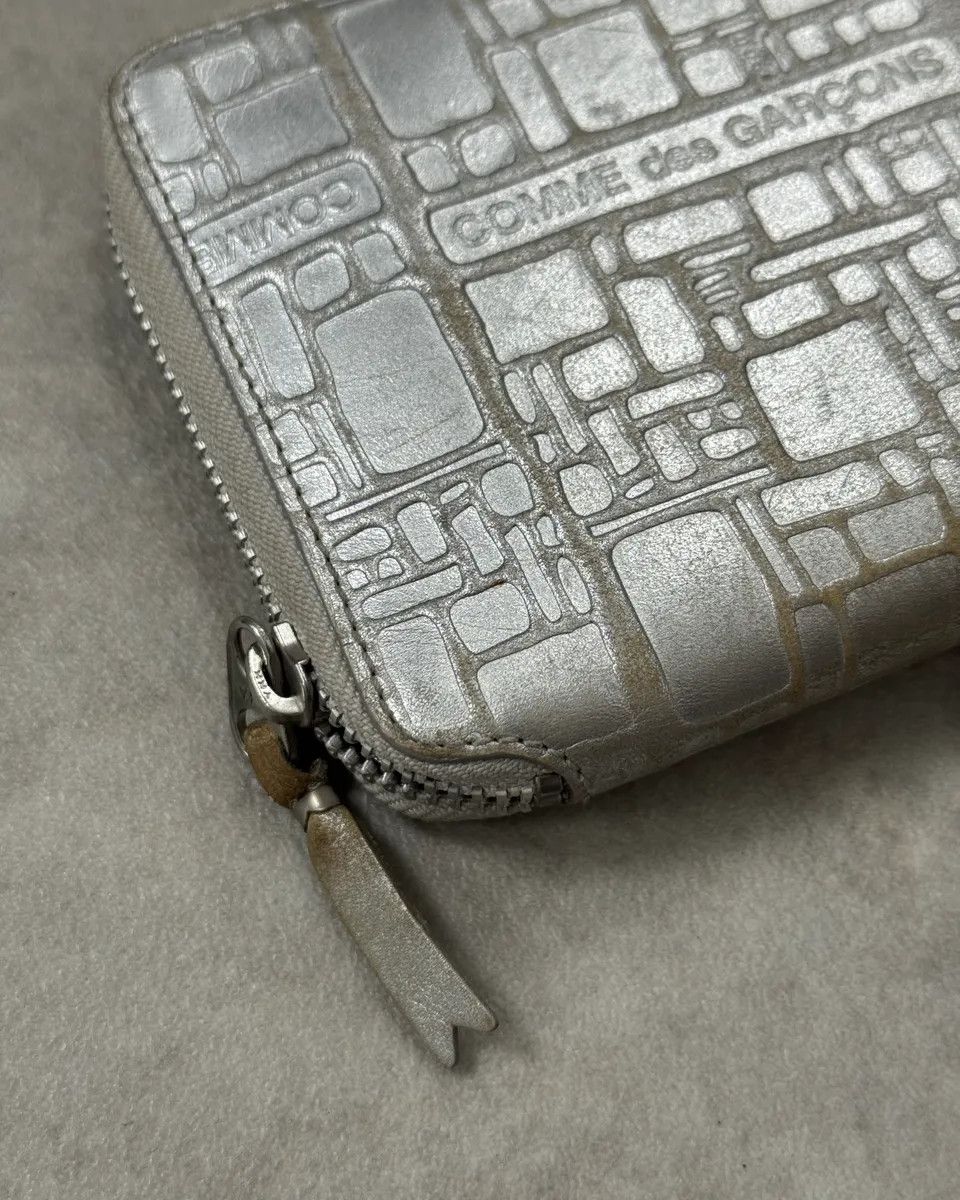 Comme des Garcons Comme des Garçons Silver Leather Brick Zip-Around Wallet Size ONE SIZE - 3 Thumbnail