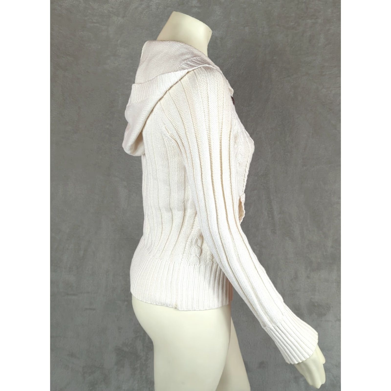 Aeropostale Aeropostale Sweater Henley Cable Knit Hoodie Ivory Women's XL Preppy Bella Size XL / US 12-14 / IT 48-50 - 4 Thumbnail