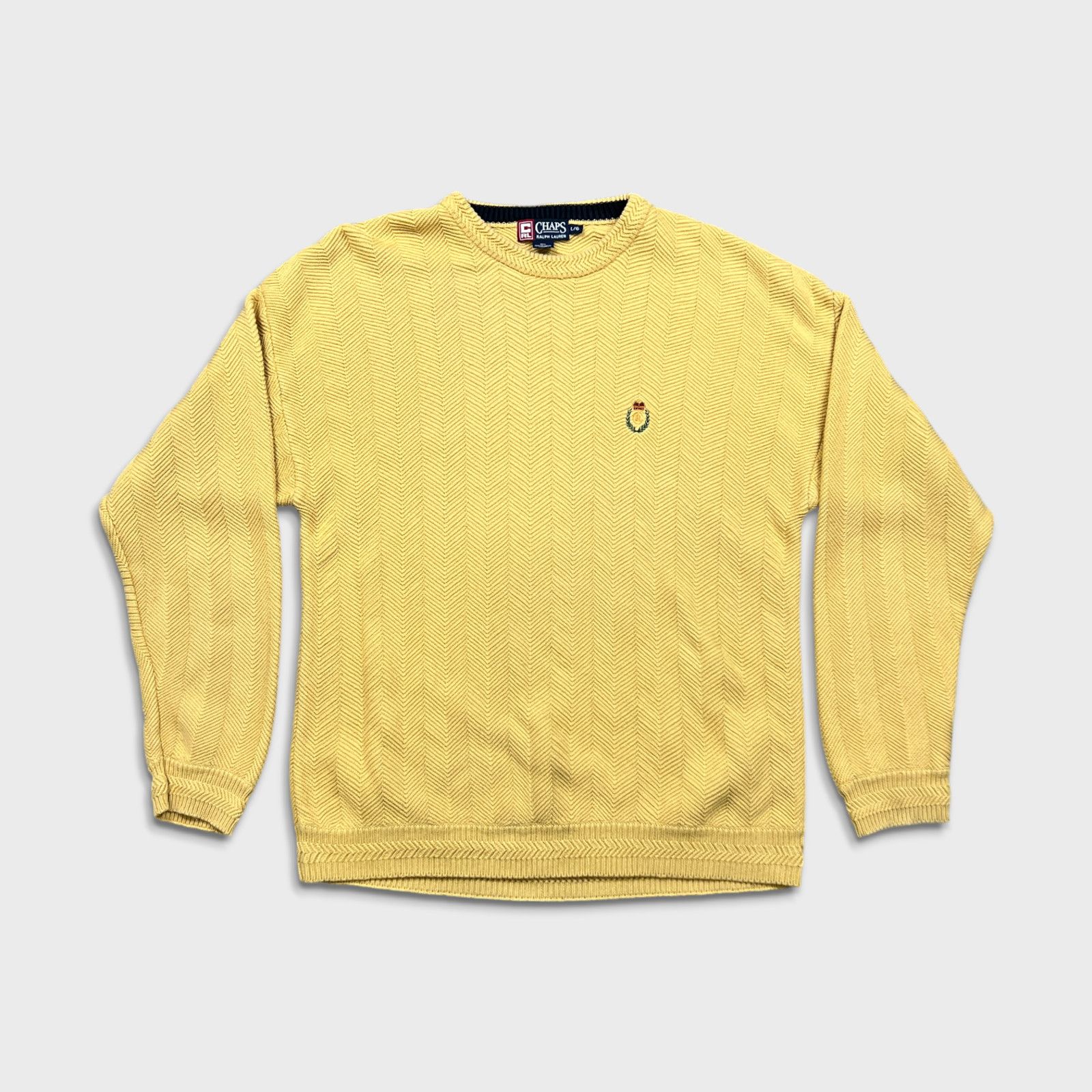 Chaps Ralph Lauren × Polo Ralph Lauren × Vintage Vintage Chaps RL Sweatshirt Men L Yellow Crest 90s Knit Crew Size US L / EU 52-54 / 3 - 1 Thumbnail