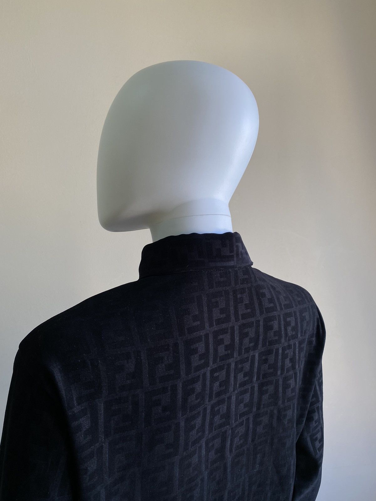 Fendi Vintage Fendi FF Zucca Monogram Black Velour Button Up Shirt Size S / US 4 / IT 40 - 9 Thumbnail