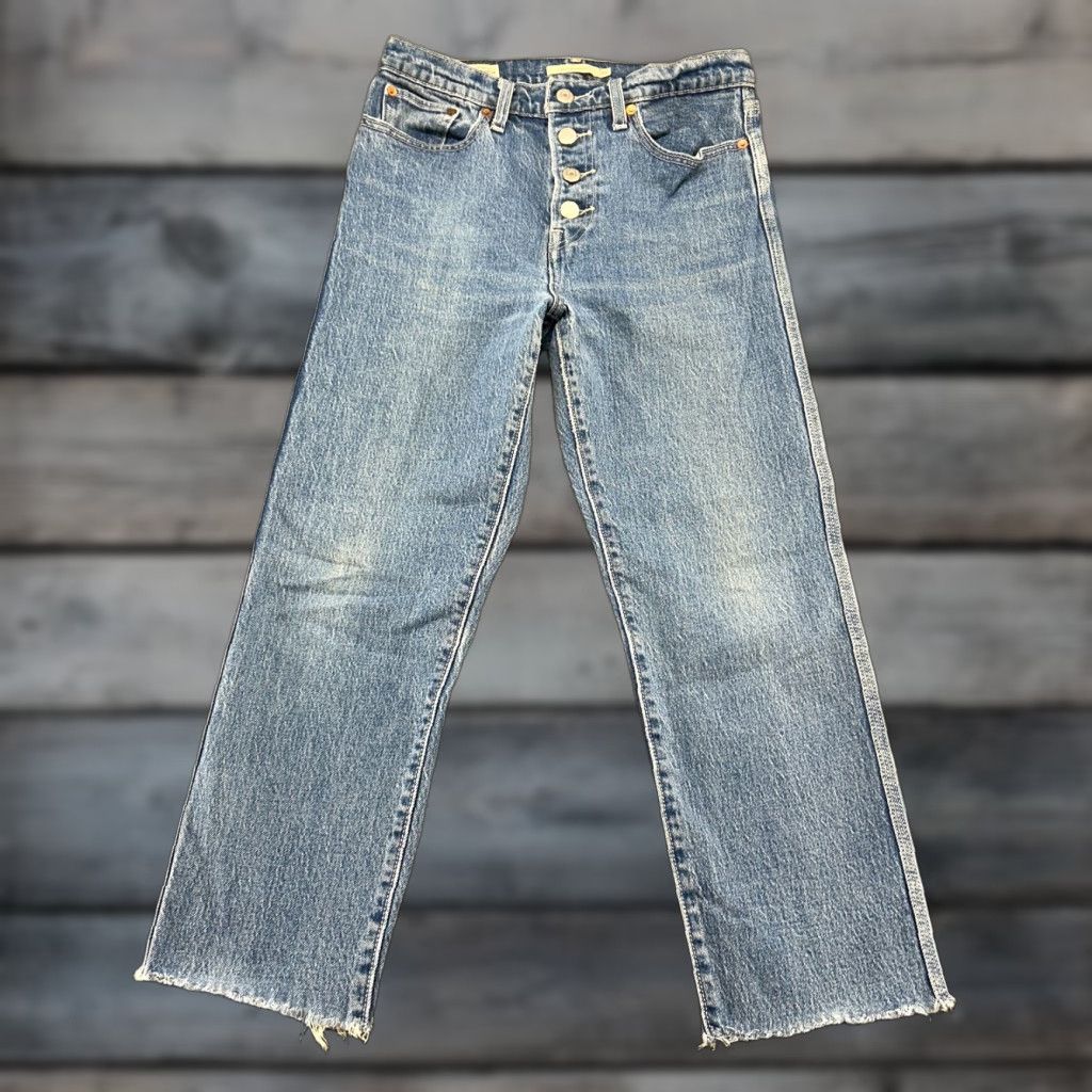 Levi's Levi's 501 Jeans Womens 28x24 Blue Straight Button Fly Premium Light Wash 90s Distressed Hem Fraying Vintage No Size 28" / US 6 / IT 42 - 1 Thumbnail