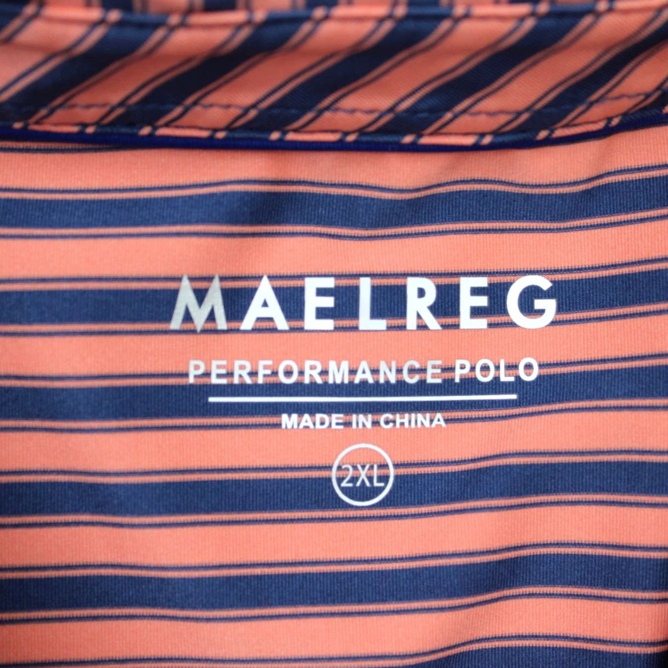 Vintage Maelreg Polo Shirt Men 2XL Orange/Blue Striped Short Sleeve Golf Performance Shirt Men 2XL XXL Size US XXL / EU 58 / 5 - 6 Thumbnail