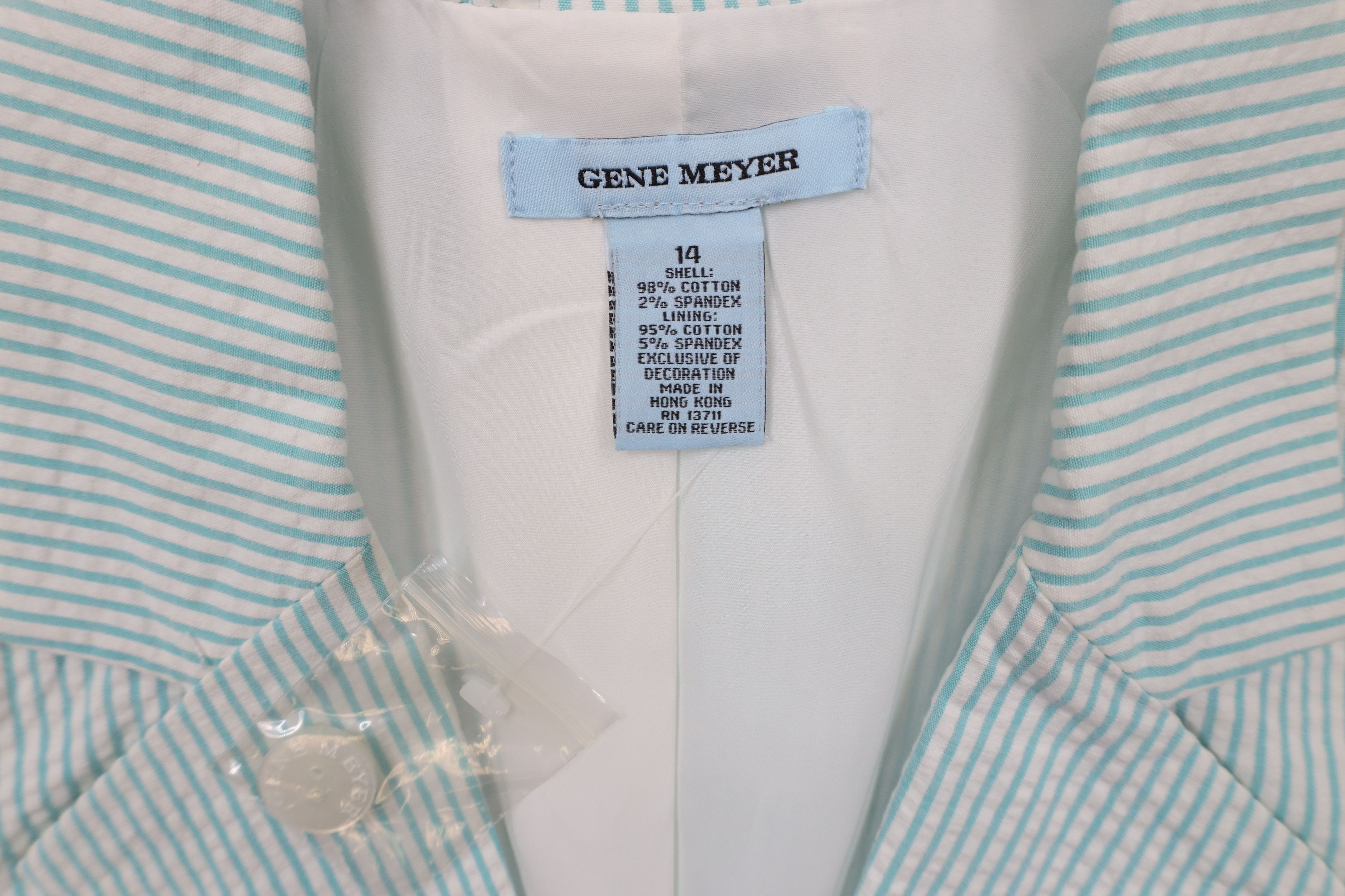 Vintage New Gene Meyer 2 Piece Striped Seersucker Flower Suit Size XL / US 12-14 / IT 48-50 - 3 Thumbnail