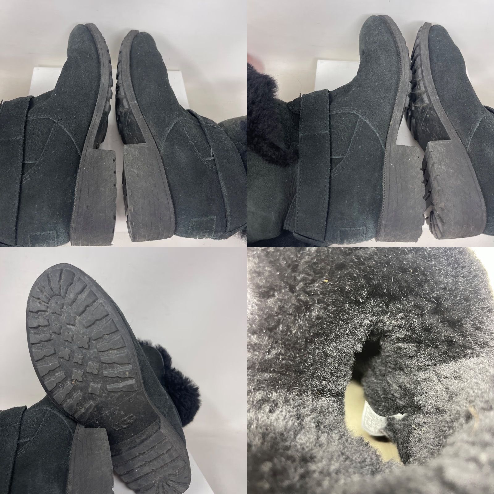 Ugg UGG Bodie Boots Women 8 Black Suede Sheepskin Lined Ankle Boot - Pull On - Buckle - Leather Shearling - Flat Heel - Motorcycle, 90s, Fall - Womens Size US 8 / IT 38 - 8 Thumbnail