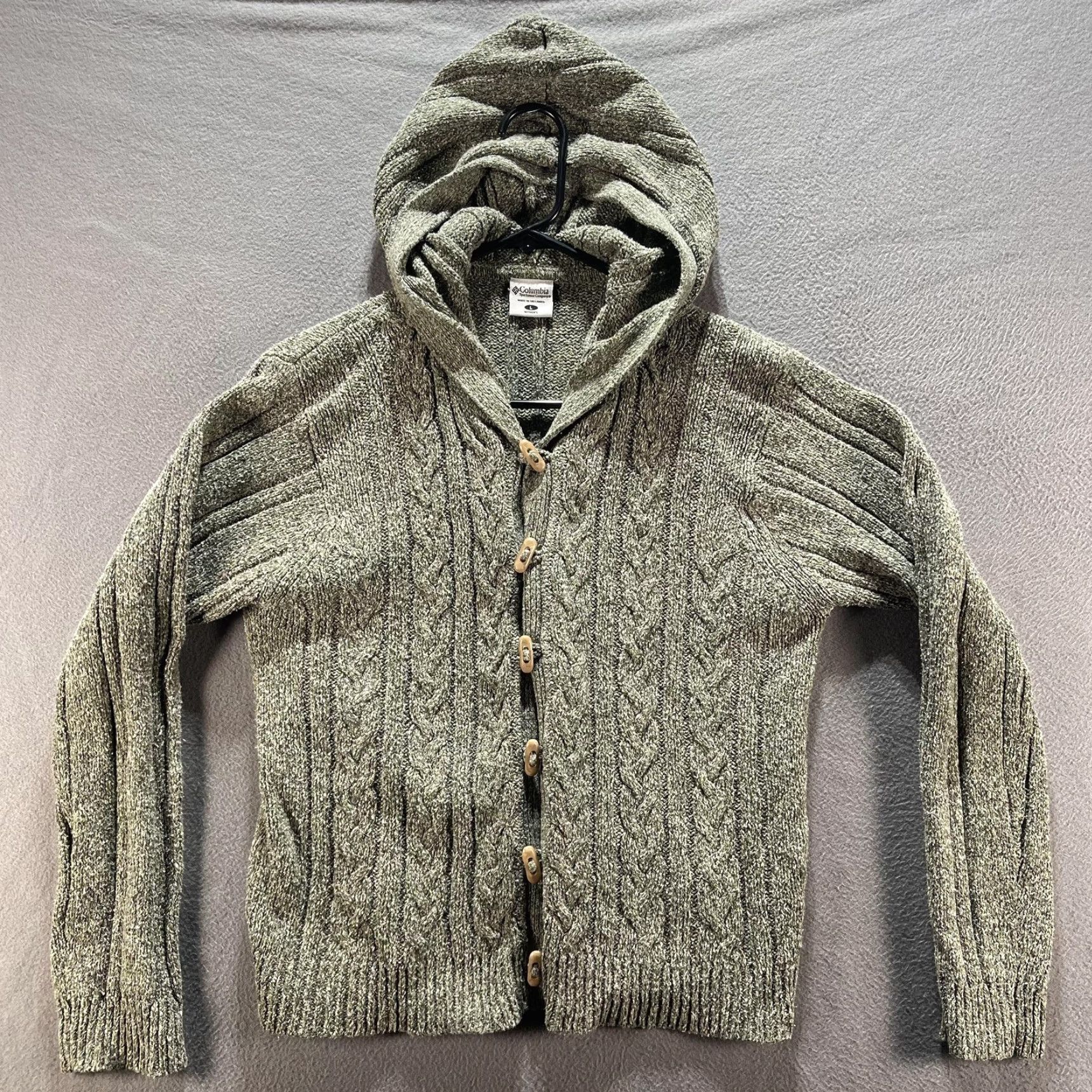 Vintage Columbia Sweater Womens Large Gray Hooded Button Up Cardigan Knit Outdoors Size L / US 10 / IT 46 - 2 Thumbnail