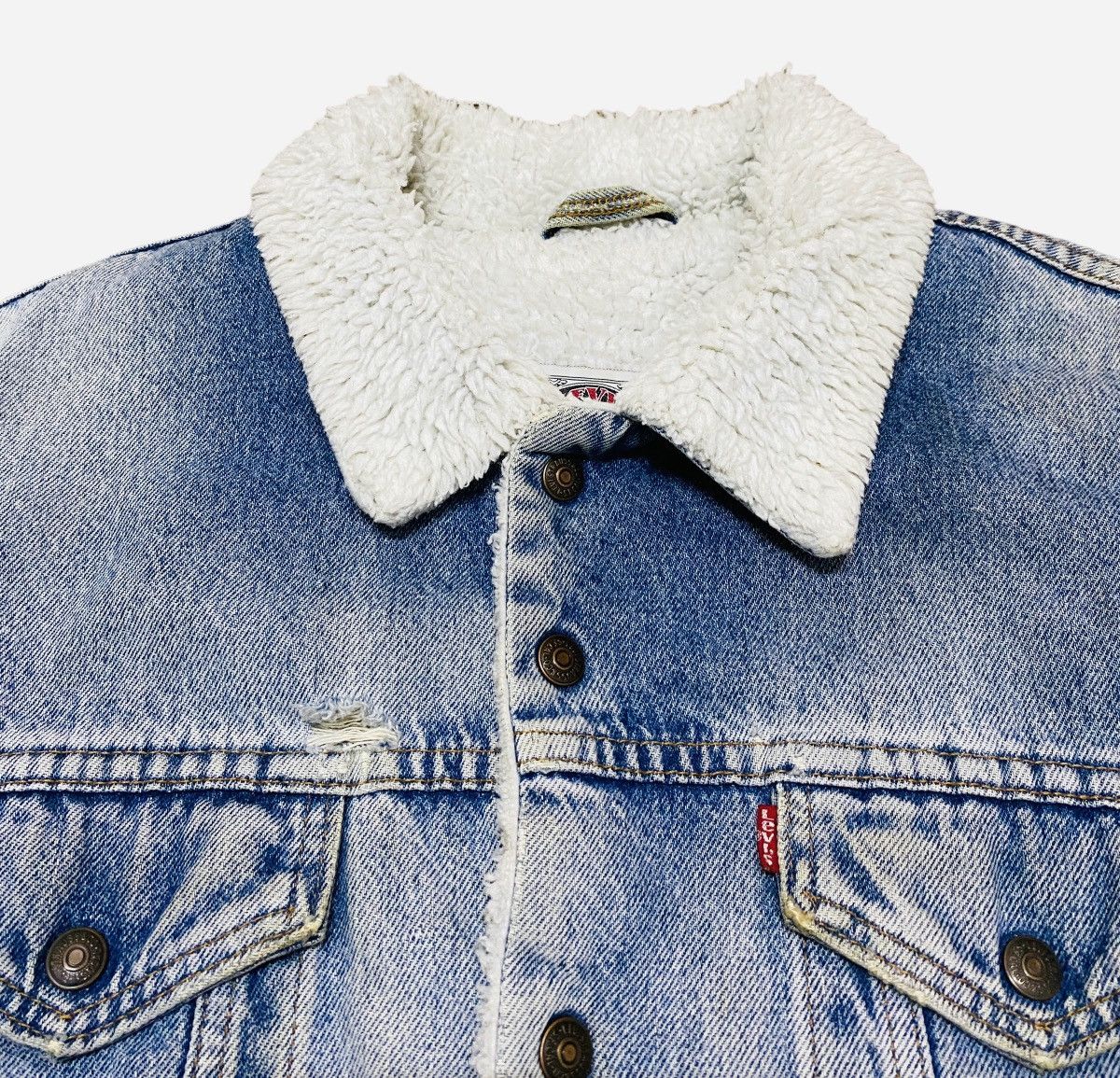 Levi's Rare Design Vintage Brand Levi's Sherpa Trucker Denim 1990s Size US L / EU 52-54 / 3 - 3 Thumbnail