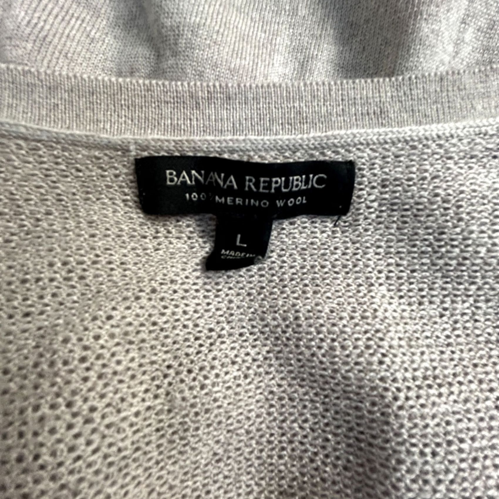 Banana Republic Banana Republic Womens Merino Wool Knit V-Neck Sweater Ruffle Trim Beige Large Size L / US 10 / IT 46 - 3 Thumbnail