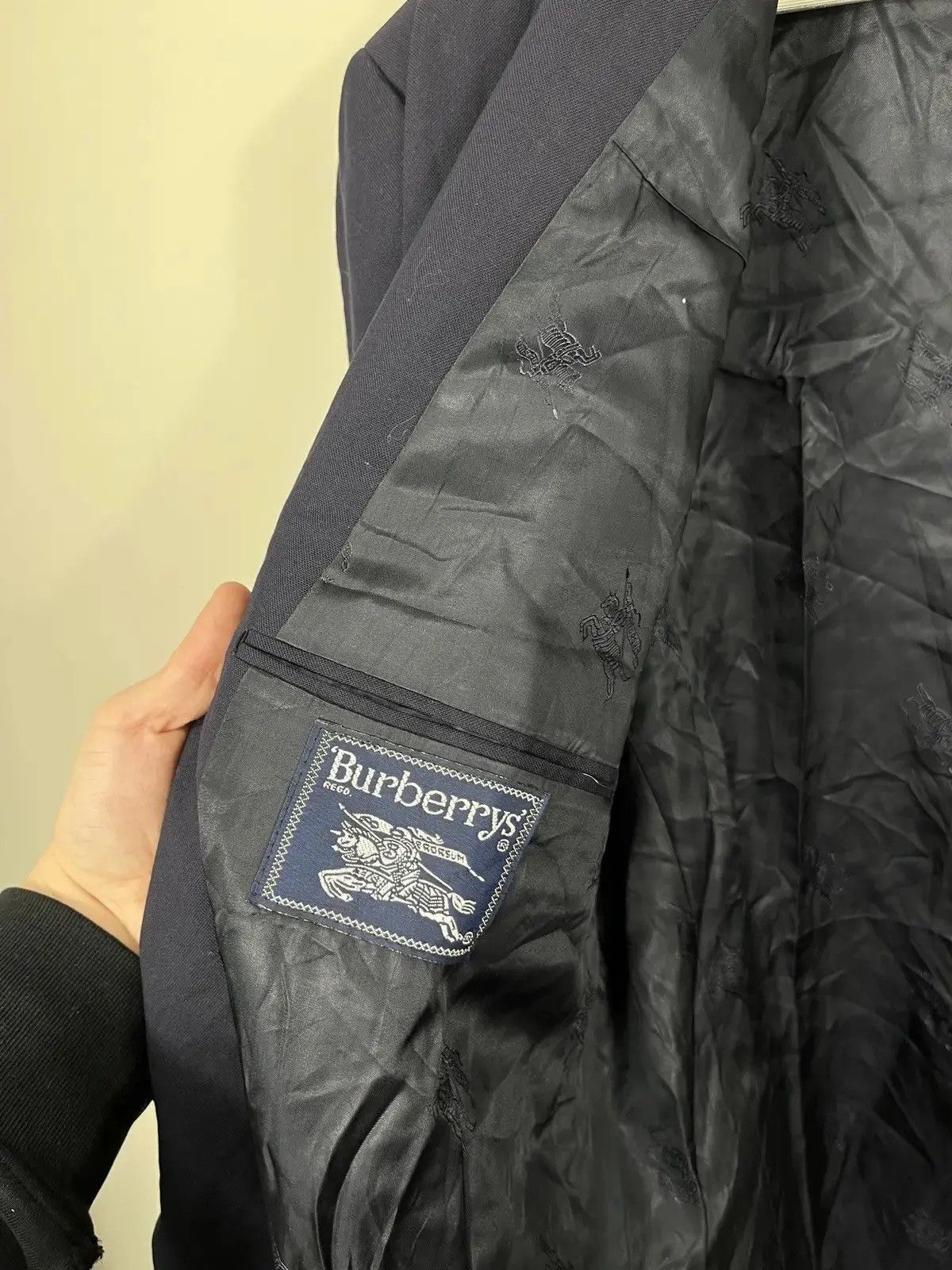 Burberry Vintage Burberry Gold Buttons Navy Luxury Wool Blazer Size 48R - 6 Thumbnail
