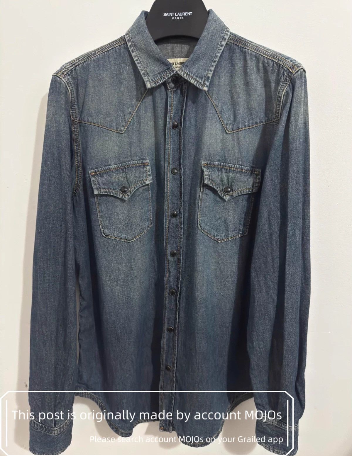 Sz M Saint Laurent Paris 21SS Western Denim Shirt mojos10