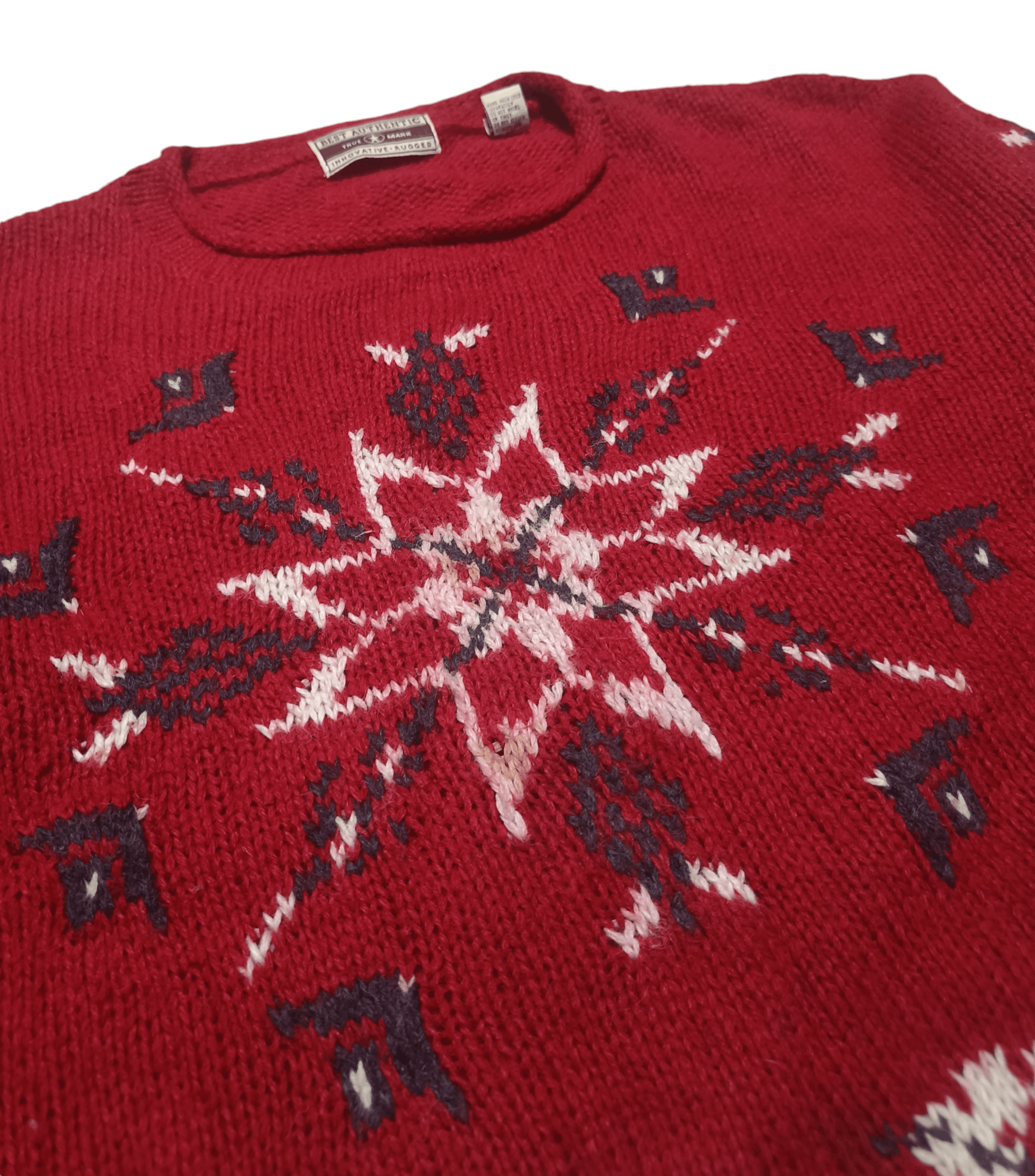Other Vintage TRUE MARK Women's Star Floral Motifs Knit Sweater Size L / US 10 / IT 46 - 6 Thumbnail