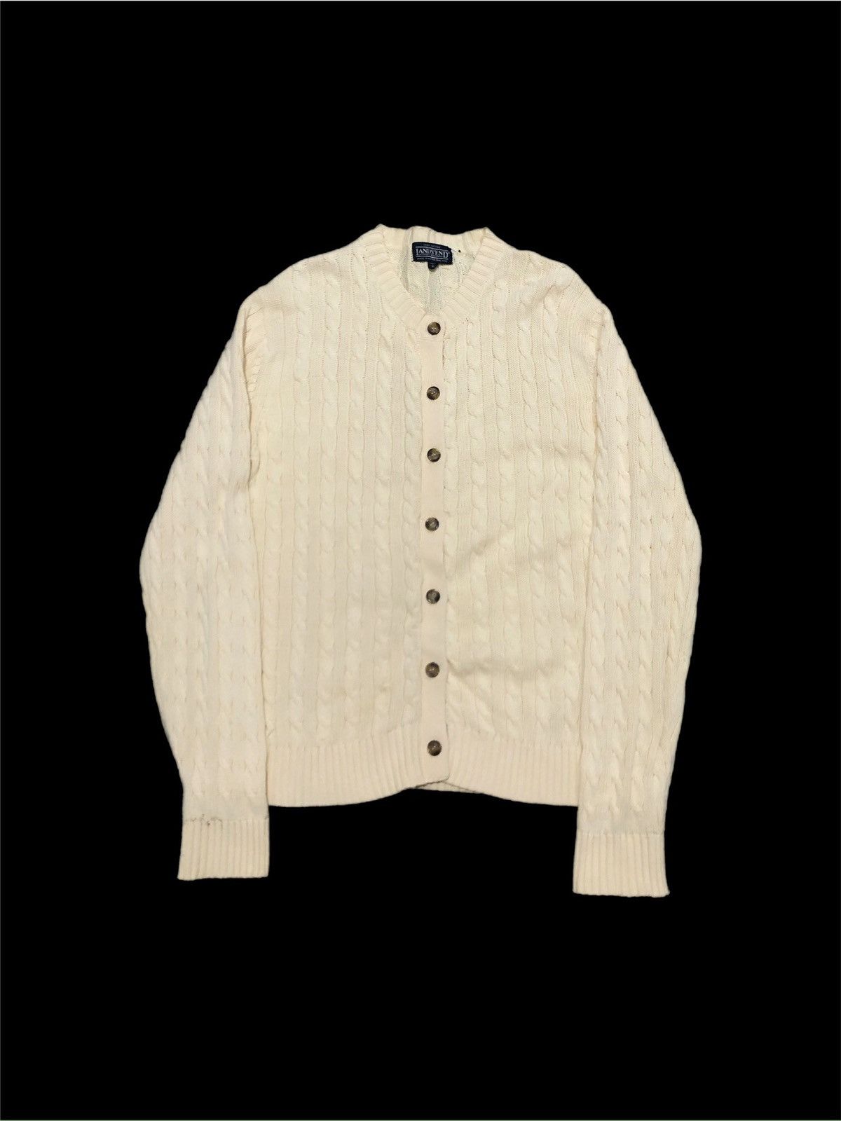 Vintage Vtg 90s Land’s End Cable Knit Cardigan Size M / US 6-8 / IT 42-44 - 1 Thumbnail