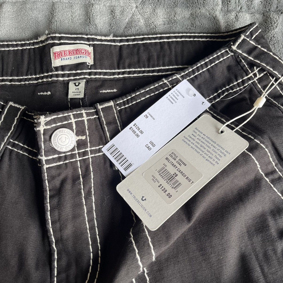 True Religion True Religion x Urban Outfitters Exclusive Black Cargo Jeans Size 29" - 3 Thumbnail