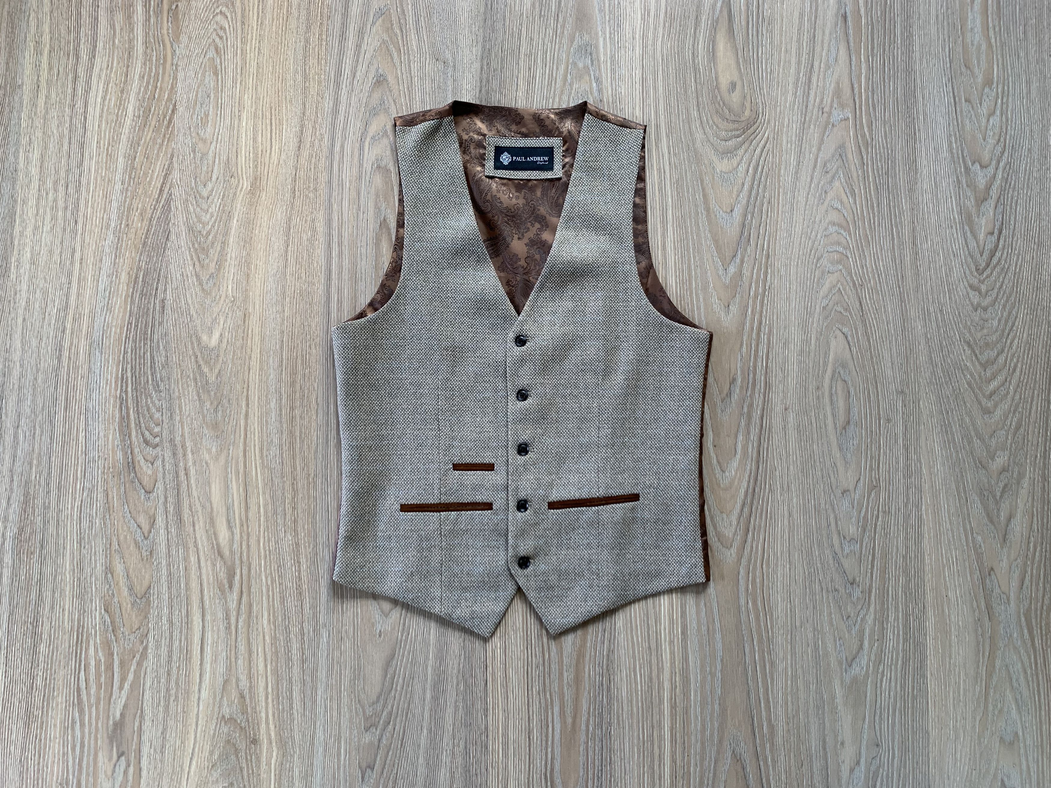 image of Designer Paul Andrew England Vest in Beige, Men's (Size Small)