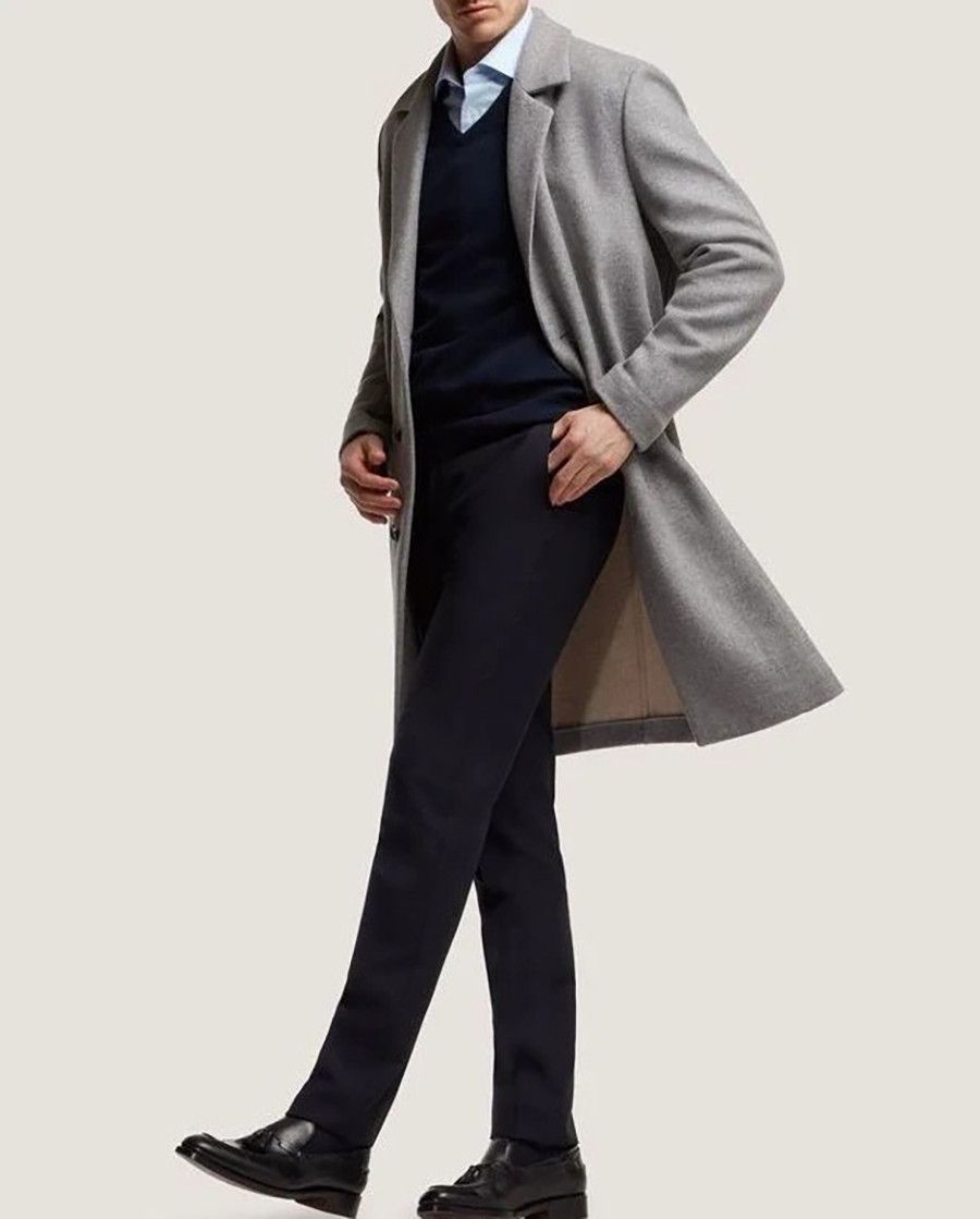 SALLE PRIVEE Salle Privée Tailored Wool Overcoat Light Grey Size US M / EU 48-50 / 2 - 3 Thumbnail