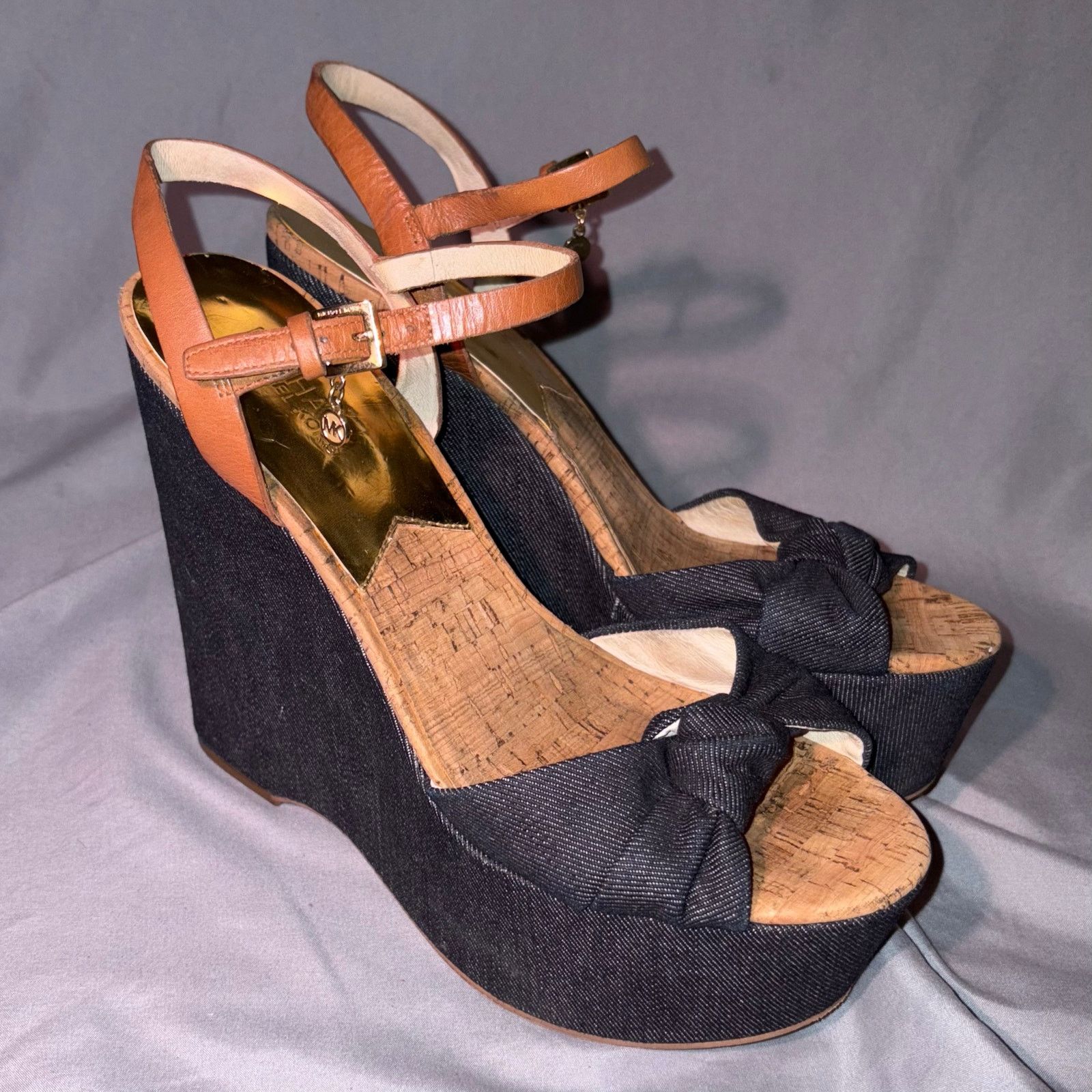 Michael Kors Michael Kors Denim Cork Wedge Sandals 8.5M Espadrille Heels Size US 8.5 / IT 38.5 - 1 Thumbnail