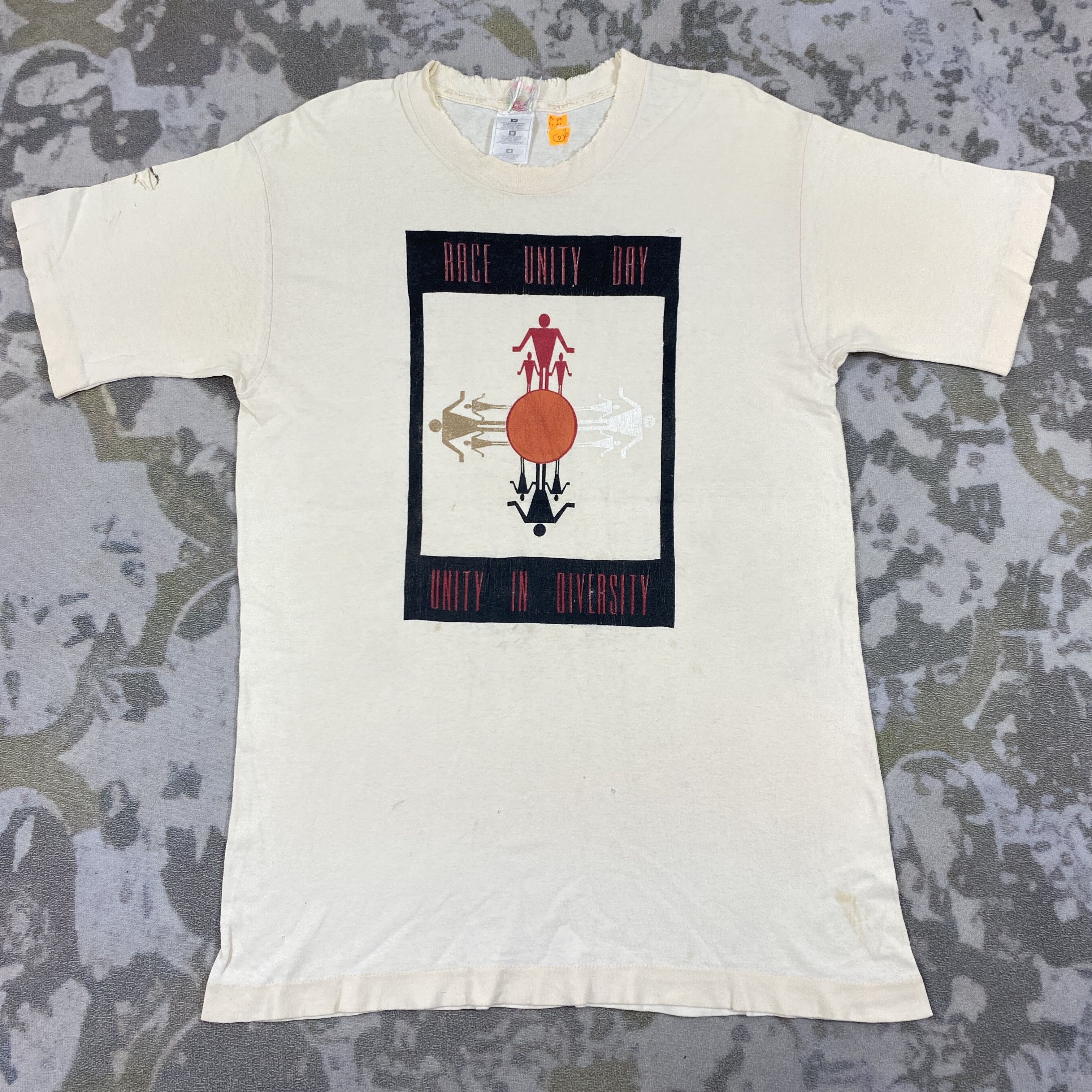 image of Vintage Race Unity Day Medium Tee -D081 in Cream, Men's