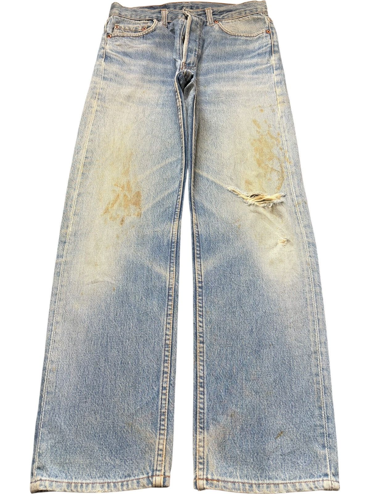 Levi's Vintage 90s Levis 501 Mud Wash Distressed Jeans Size US 29 - 1 Thumbnail