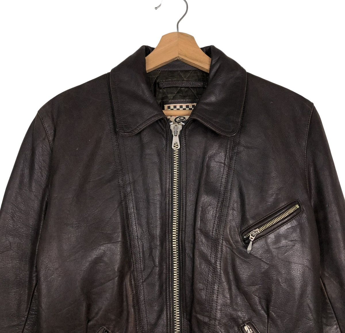 Japanese Brand VINTAGE CROPPED BIKER LEATHER JACKET CHEVIGNON ISSEY MIYAKE Size M / US 6-8 / IT 42-44 - 3 Thumbnail