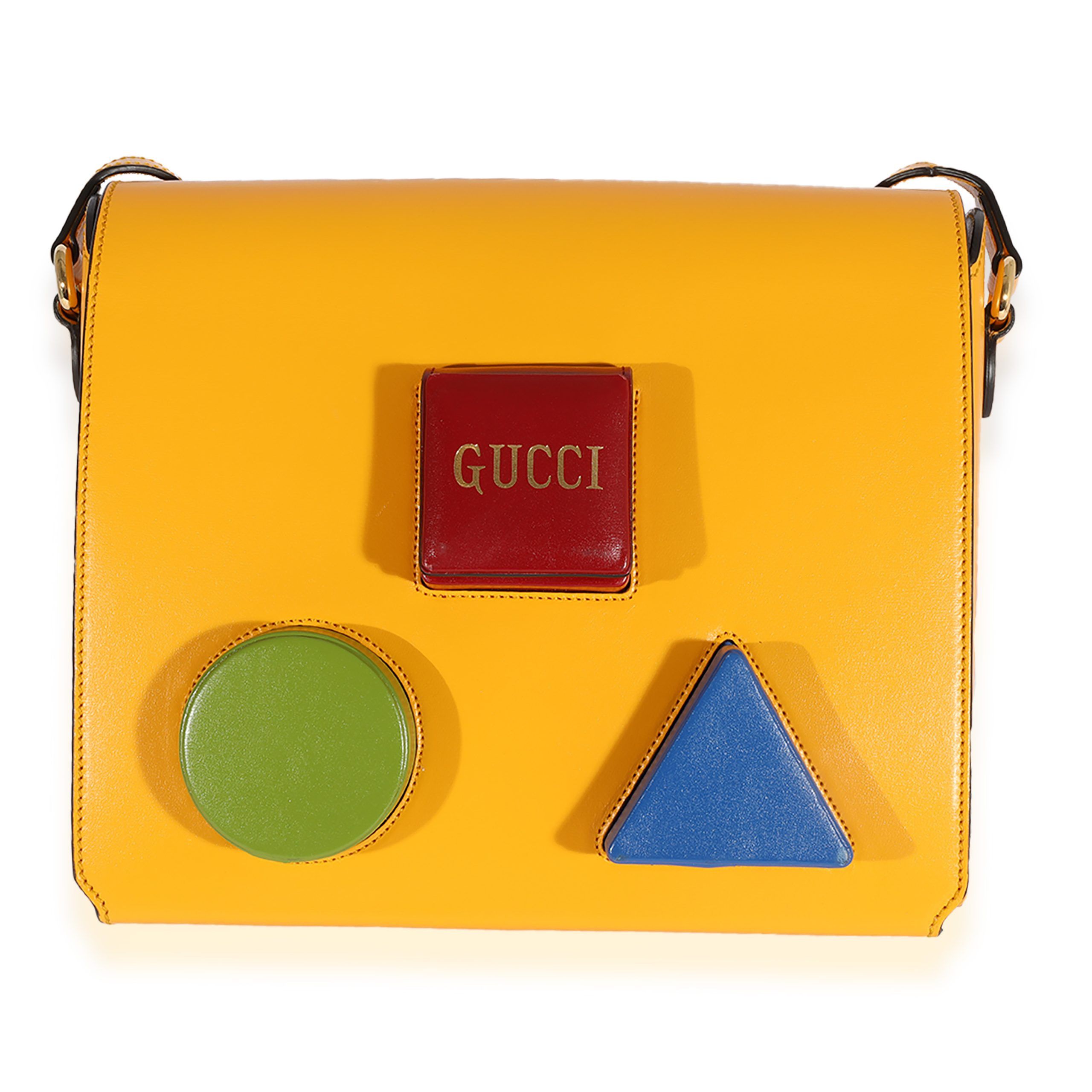 image of Gucci Yellow & Multicolor Leather Board Messenger Bag, Women's