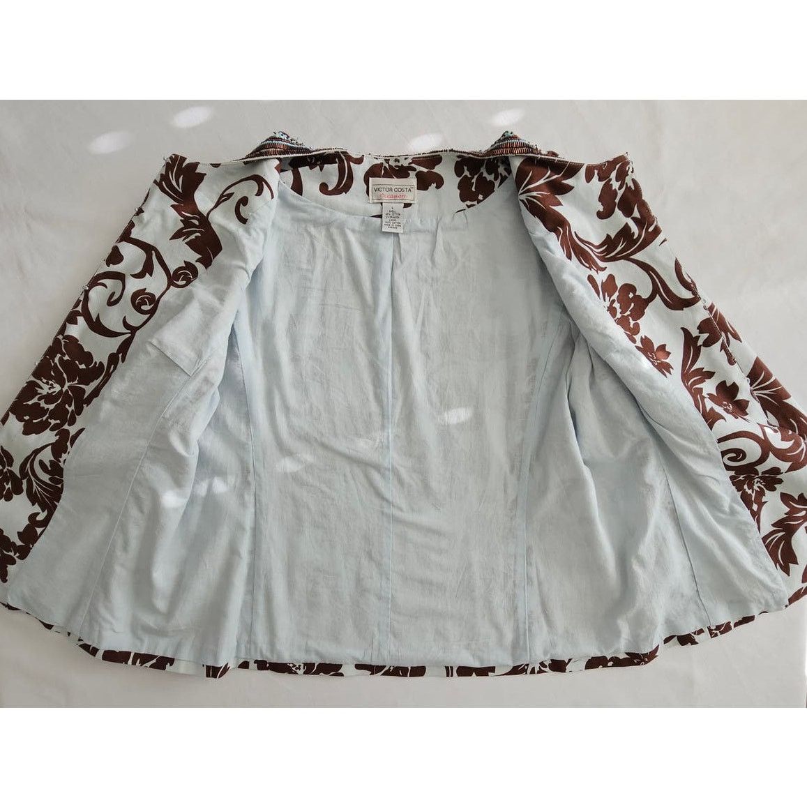 & Other Stories Victor Costa Occasion Blue/Brown Embellished Beaded Blazer L Size L / US 10 / IT 46 - 9 Thumbnail