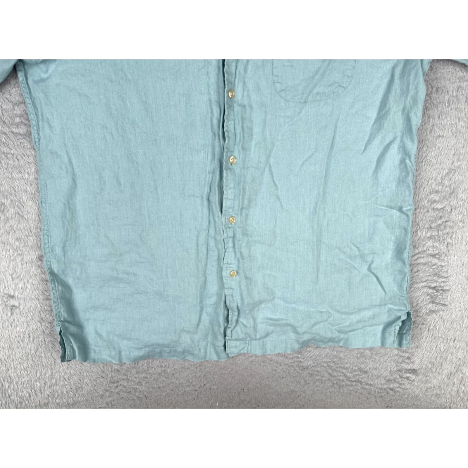 Lands' End Lands' End Shirt Men Large 16-16.5 Blue Cotton Button Up Short Sleeve Pocket Casual Workwear Size US L / EU 52-54 / 3 - 5 Thumbnail
