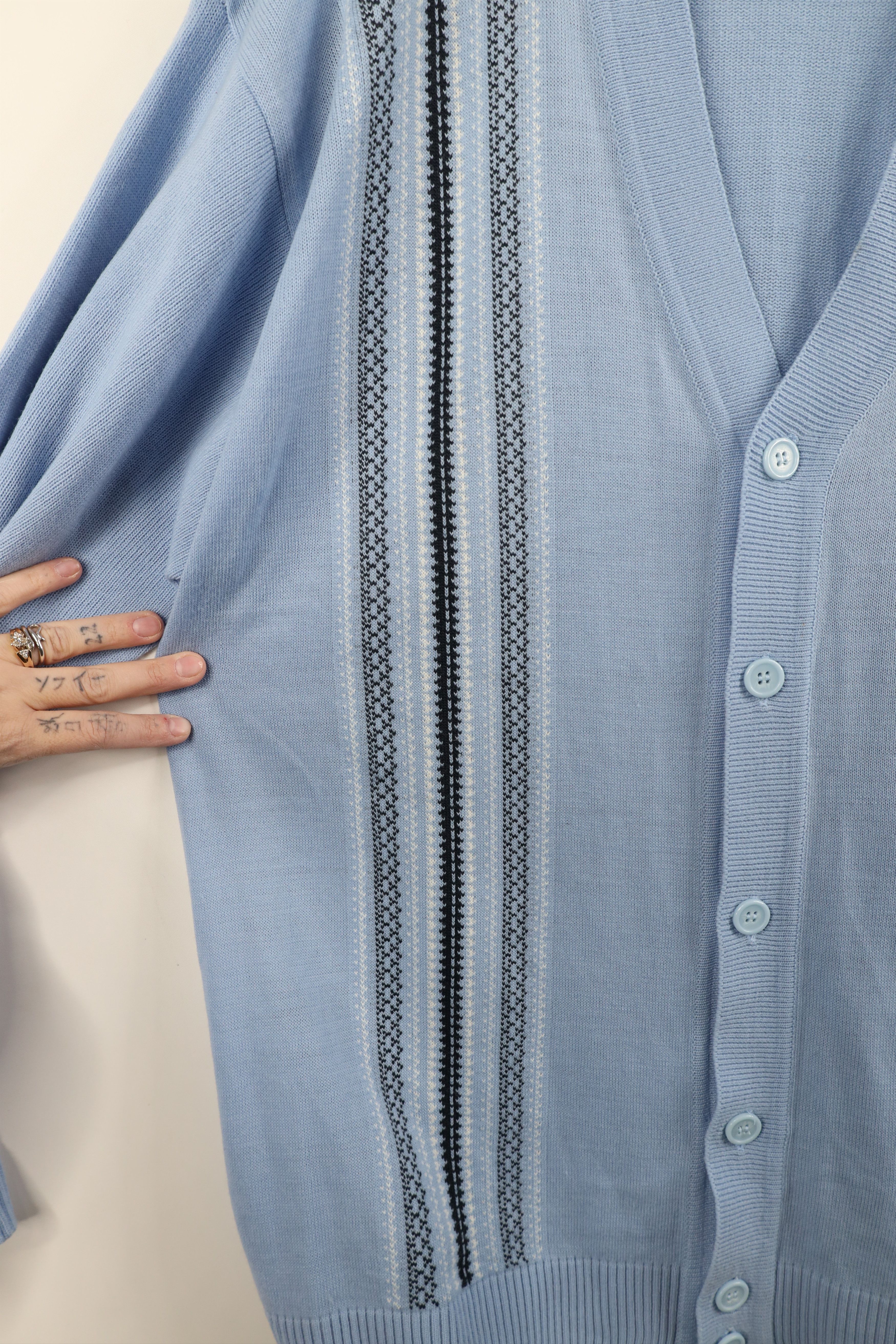 Vintage Vintage 90s Streetwear Knit Cardigan Sweater Carolina Blue Size US L / EU 52-54 / 3 - 6 Thumbnail
