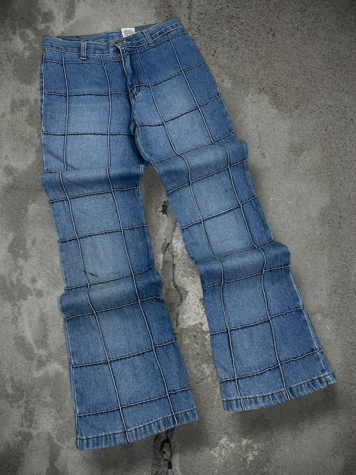 In The Attic Vintage 90s Designer NewSports Usa Super Kinky Flared Denim Size US 27 - 2 Thumbnail