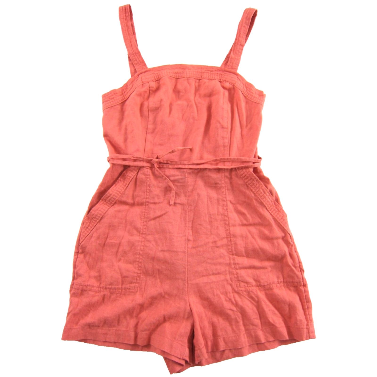 Old Navy Old Navy Romper Jumpsuit Pocket Shorts Pink Coral Linen Rayon Women Small Short Sleeve Shirt Dress? Size 28" / US 6 / IT 42 - 3 Thumbnail
