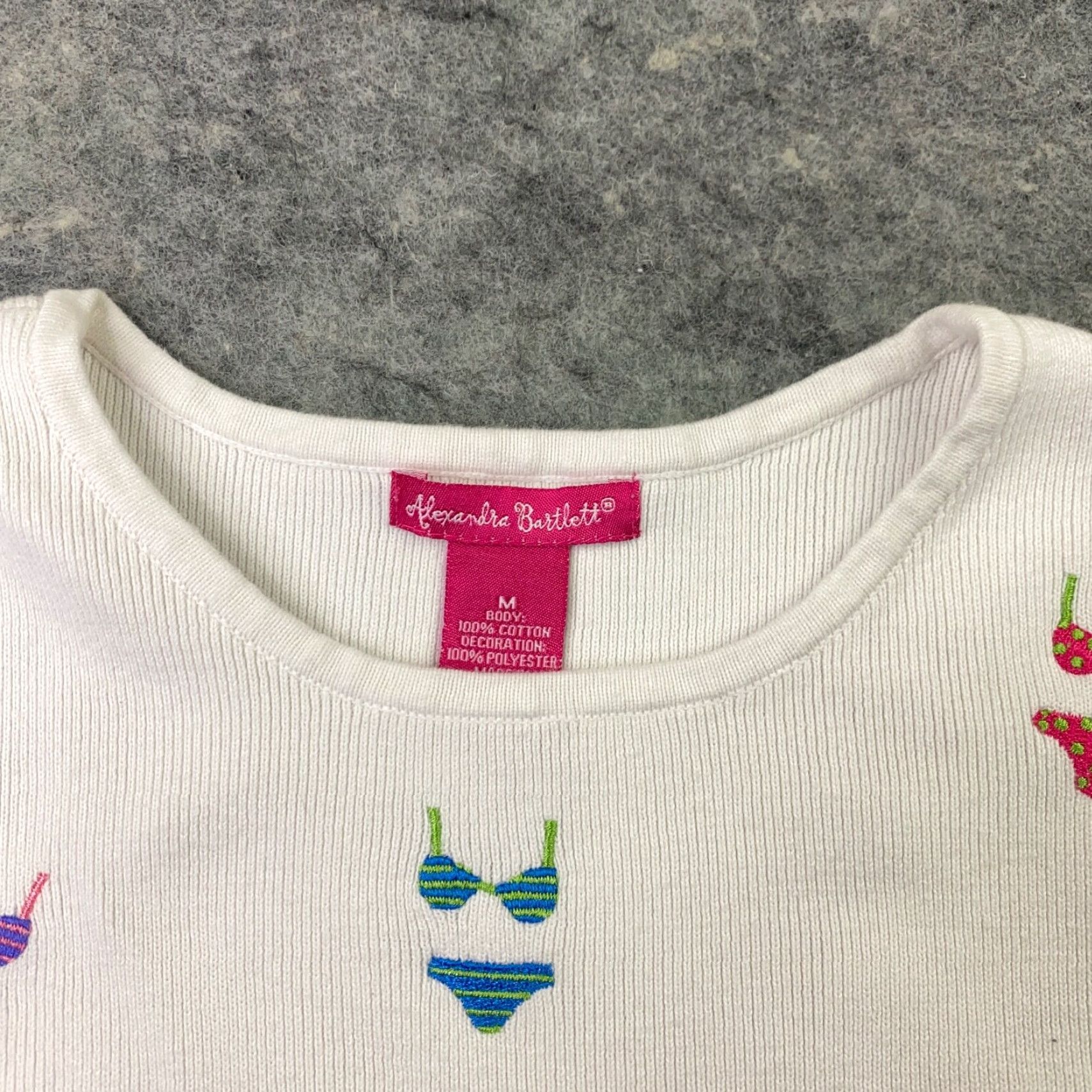 Vintage VINTAGE Alexandra Womens Tank Top M White Cotton Embroidery Beach Summer Clothing Size M / US 6-8 / IT 42-44 - 4 Thumbnail