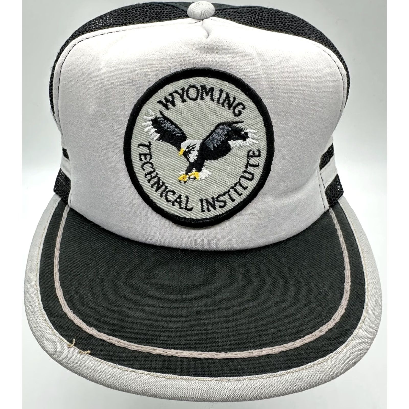 Vintage VINTAGE 3 STRIPE TRUCKER HAT TRUCK WYOMING Technical Institute Cap Eagle YoungAn Men One Size Gray USA Trucker Hat Mens Vintage Hats Size ONE SIZE - 2 Thumbnail