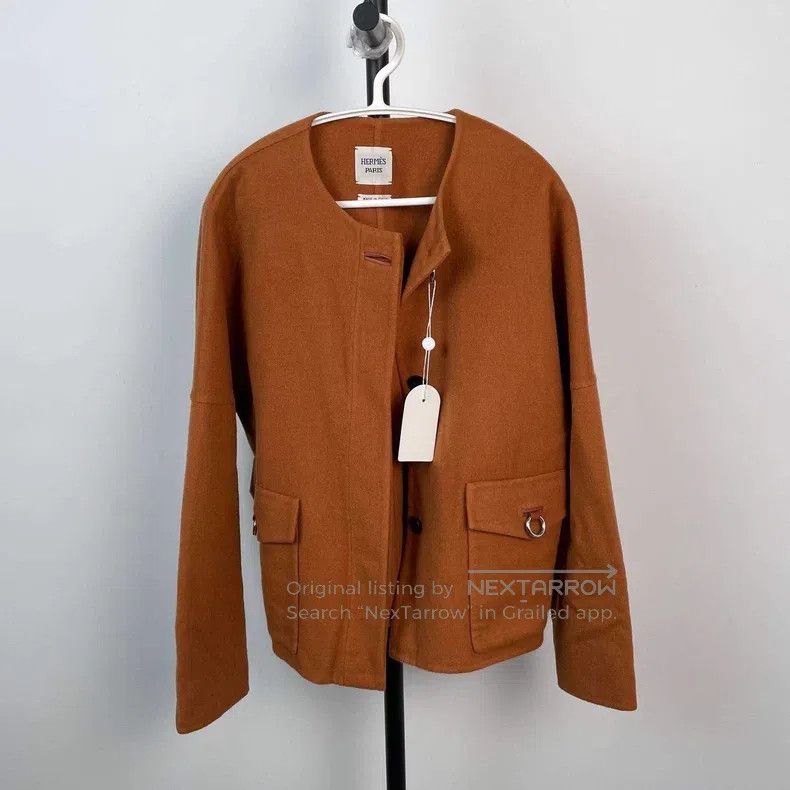 Hermes Hermes Caramel Brown Metal Ring Knit Coat Size XS / US 0-2 / IT 36-38 - 1 Thumbnail