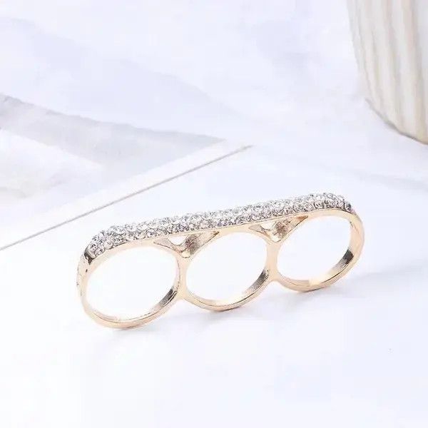 Japanese Brand 1PC Metal Fashion Three Fingers Knuckle Duster Ring Size ONE SIZE - 3 Thumbnail