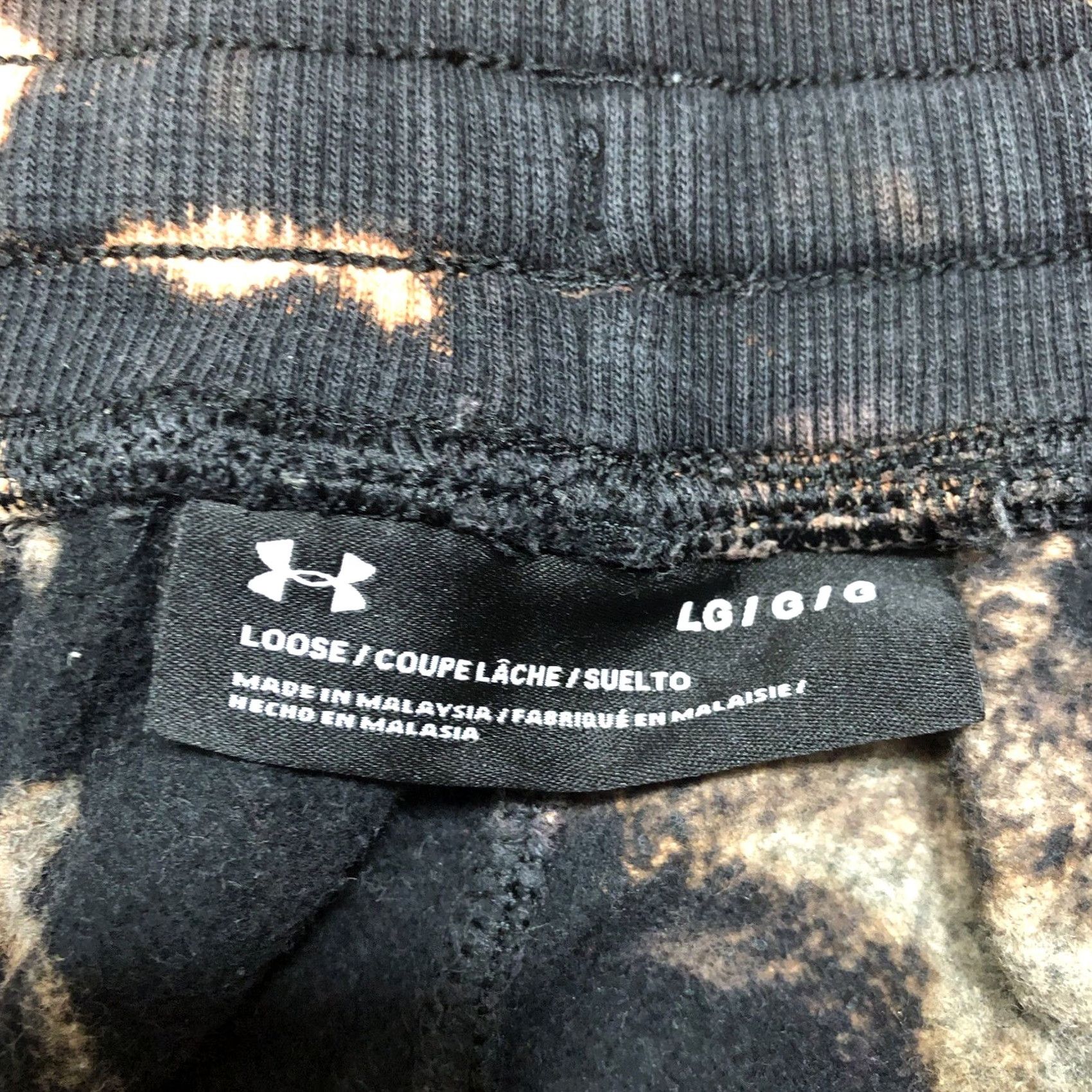 Under Armour Under Armour Sweatpants Athletic Mens L Black Tie Dye Cotton Blend Fleece Drawstring Waist 30in Inseam 30in Size US 33 - 3 Thumbnail