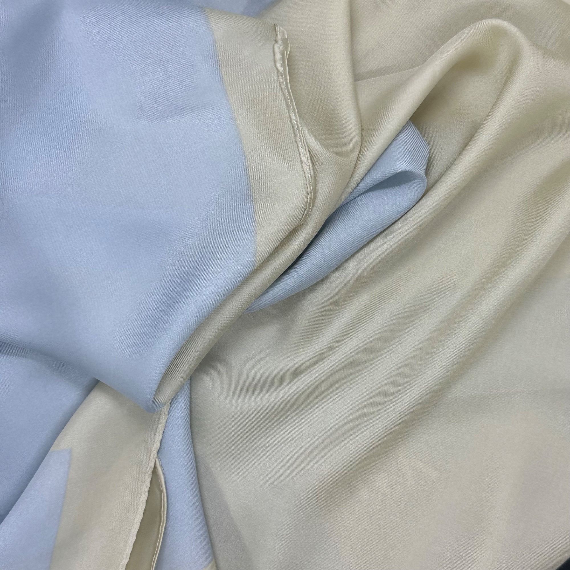 Other ✨Elegant Silky Scarf Blue Cream Color Block Square Geometric Size ONE SIZE - 4 Thumbnail