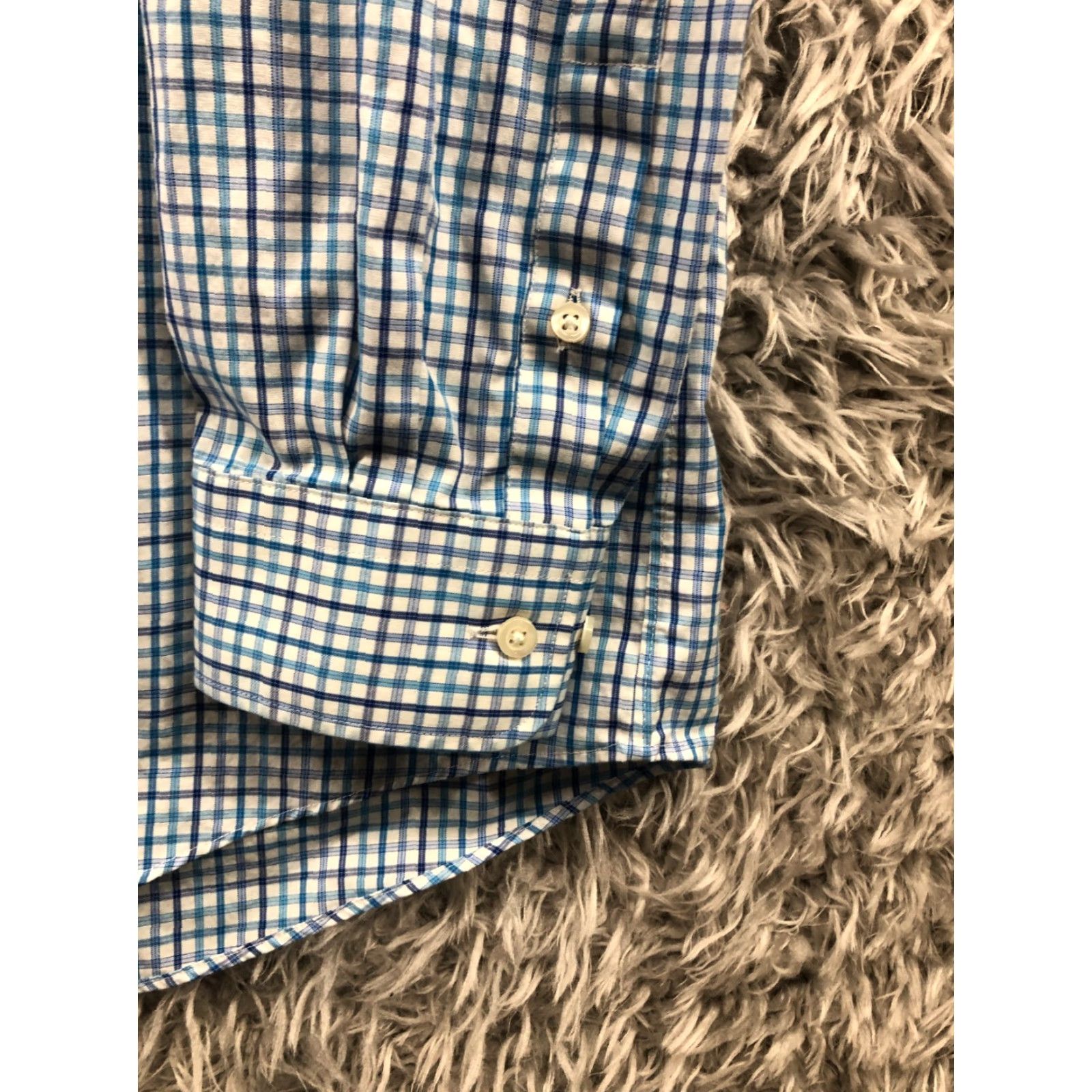 Vintage Kirkland Signature Button-Up Shirt Mens 17.5 Non-Iron Long Sleeve Blue Check (Regular) Size US XXL / EU 58 / 5 - 3 Thumbnail
