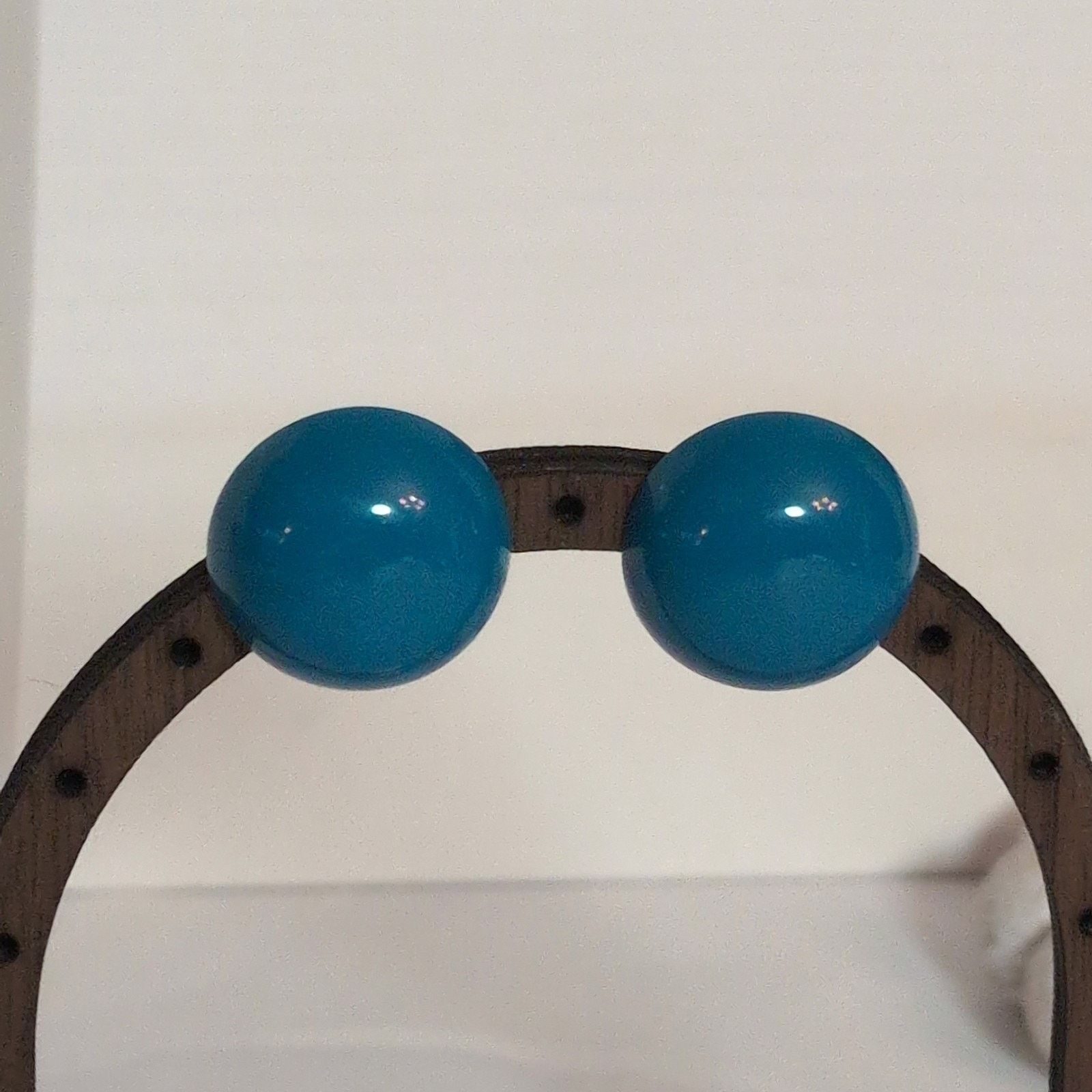 Vintage VTG 1980s Cute As a Button Teal Blue Pierced Post Earrings Size ONE SIZE - 3 Thumbnail
