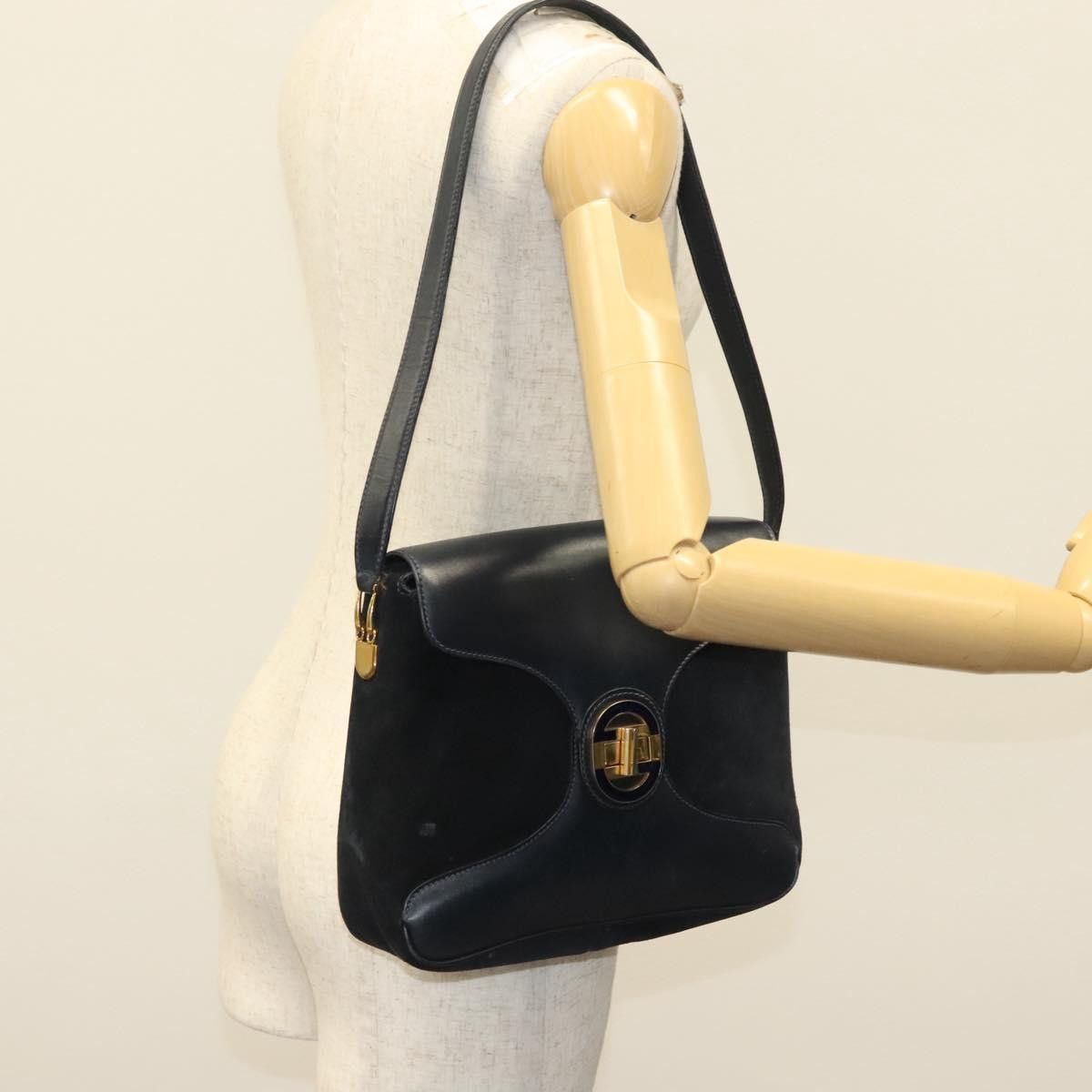 Gucci GUCCI Shoulder Bag Suede Navy Gold Size ONE SIZE - 23 Thumbnail