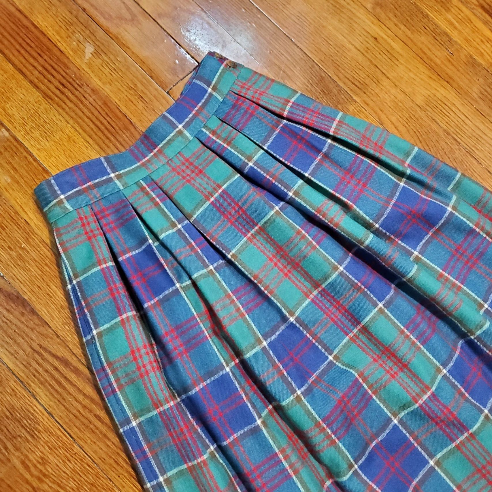 Vintage VINTAGE J.G. Hook Green Blue Plaid Preppy Ducks A-Line Skirt Size 4 Women/Adult? Size 27" / US 4 / IT 40 - 3 Thumbnail