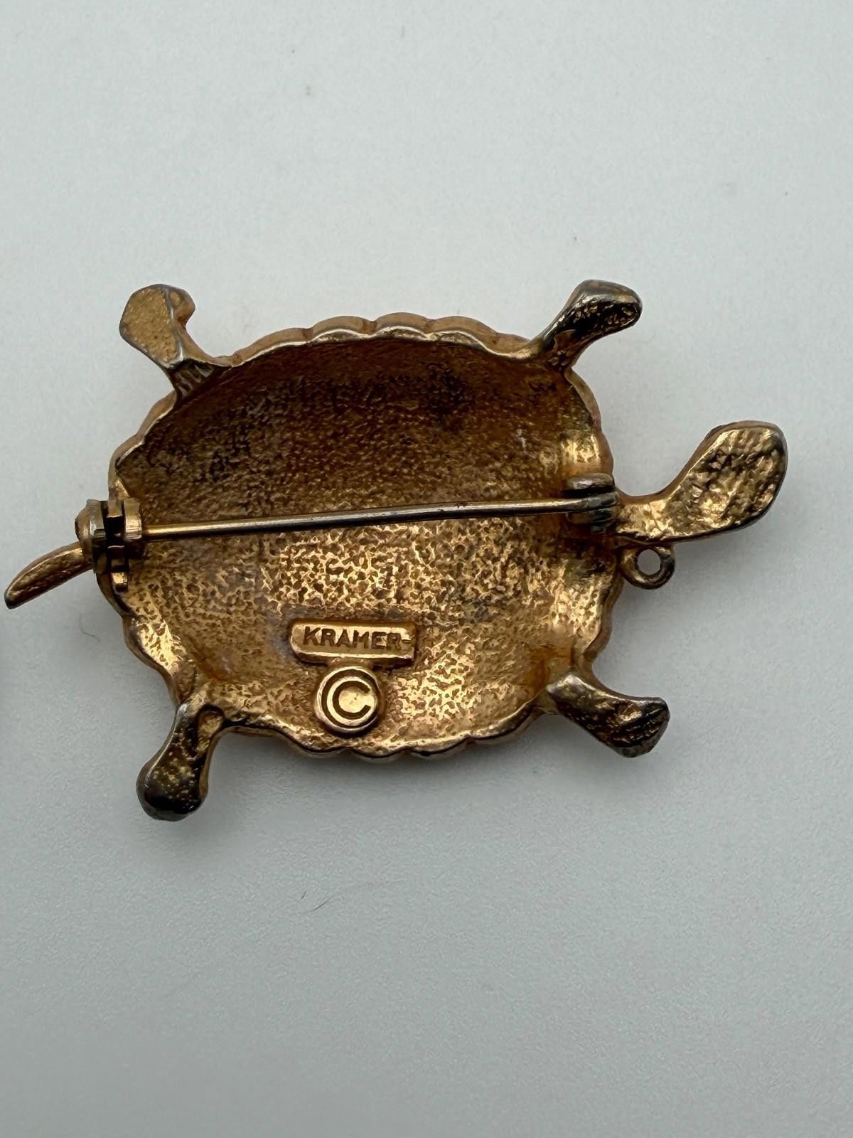 Stormy Kromer Vintage Gold-tone Kramer signed Turtle Brooch Size ONE SIZE - 4 Thumbnail