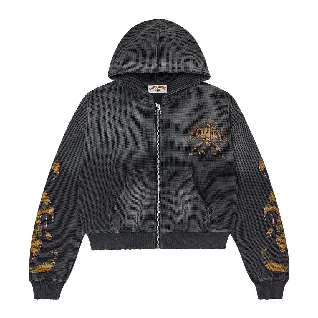 Vale Forever Reborn Waffle Zip Up Hoodie 'Black' Size US S / EU 44-46 / 1 - 1 Thumbnail