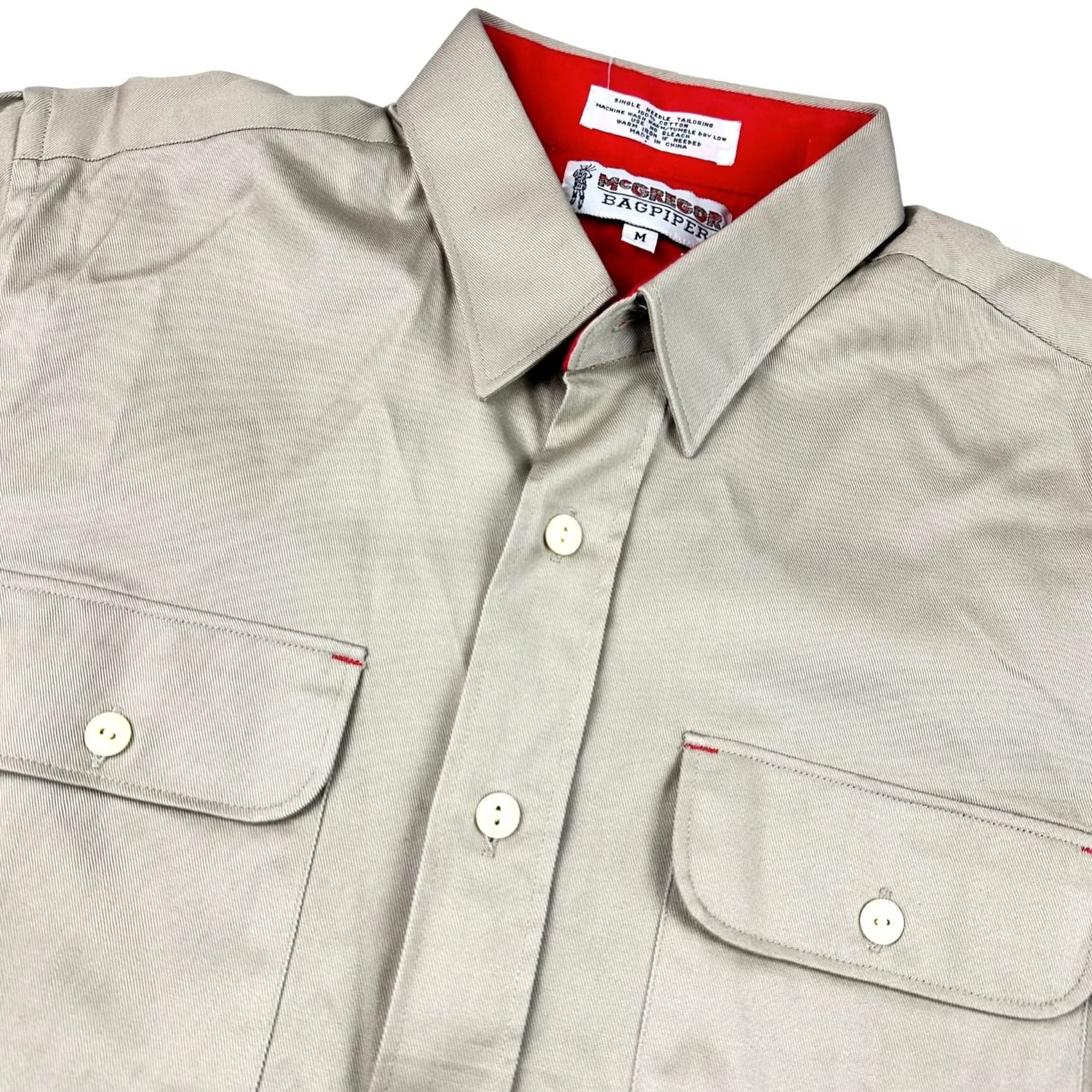 McGregor McGregor Bagpiper Button-Up Shirt Men's Long Sleeve Cotton Tan/Khaki Medium Beige Solid Size US M / EU 48-50 / 2 - 2 Thumbnail