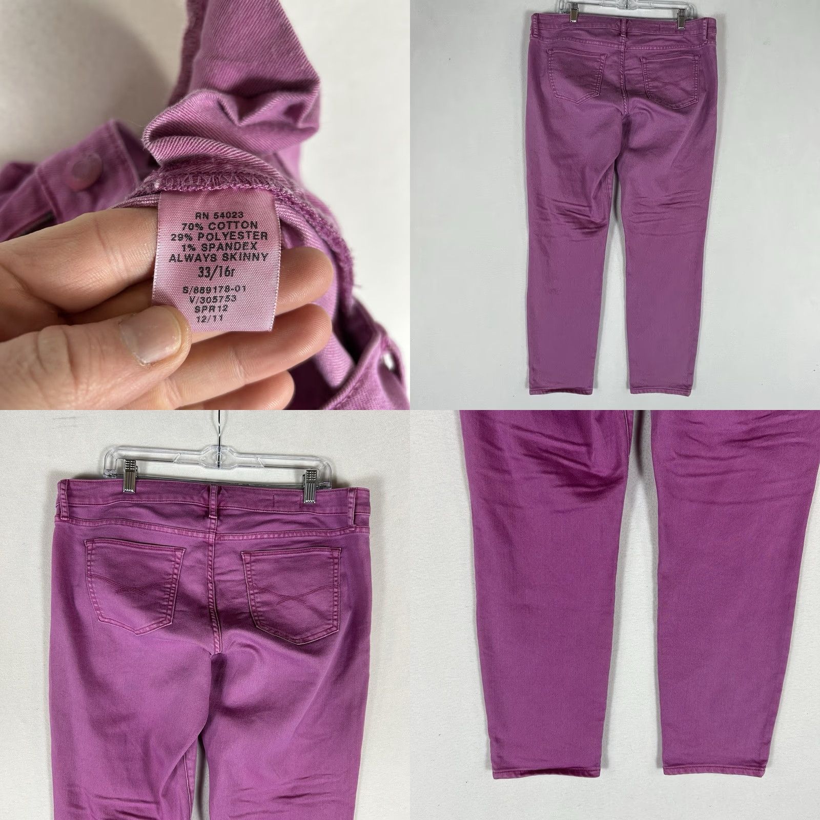 Gap Gap 1969 Always Skinny Jeans Womens 33/16R Pink Denim Mid Rise 5-Pocket Distressed Look, Vintage? No, Flawed Size 24" / US 00 / IT 34 - 8 Thumbnail