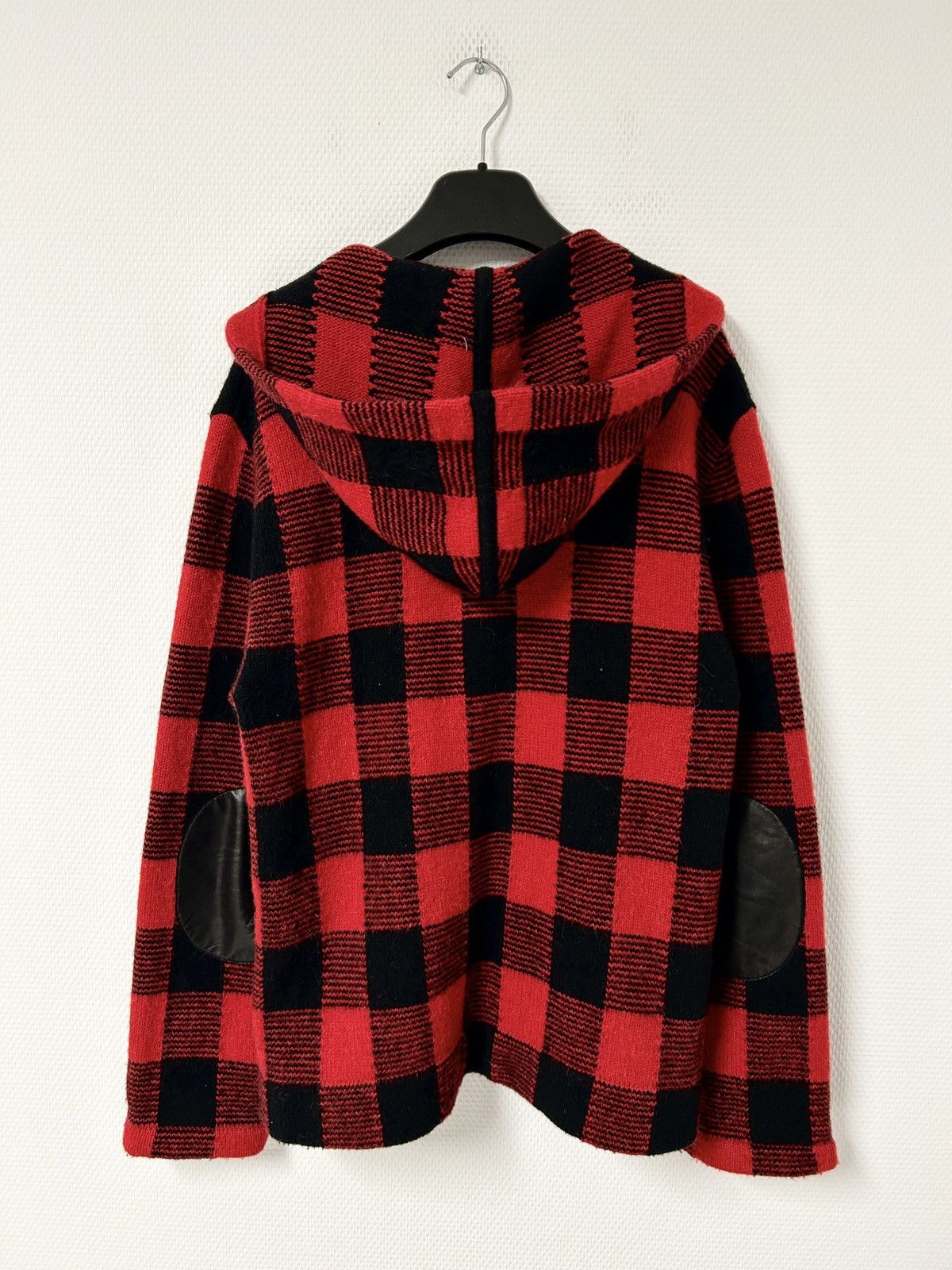 Saint Laurent Paris FW2014 Leather Patch Plaid Wool Cardigan Size US M / EU 48-50 / 2 - 2 Thumbnail