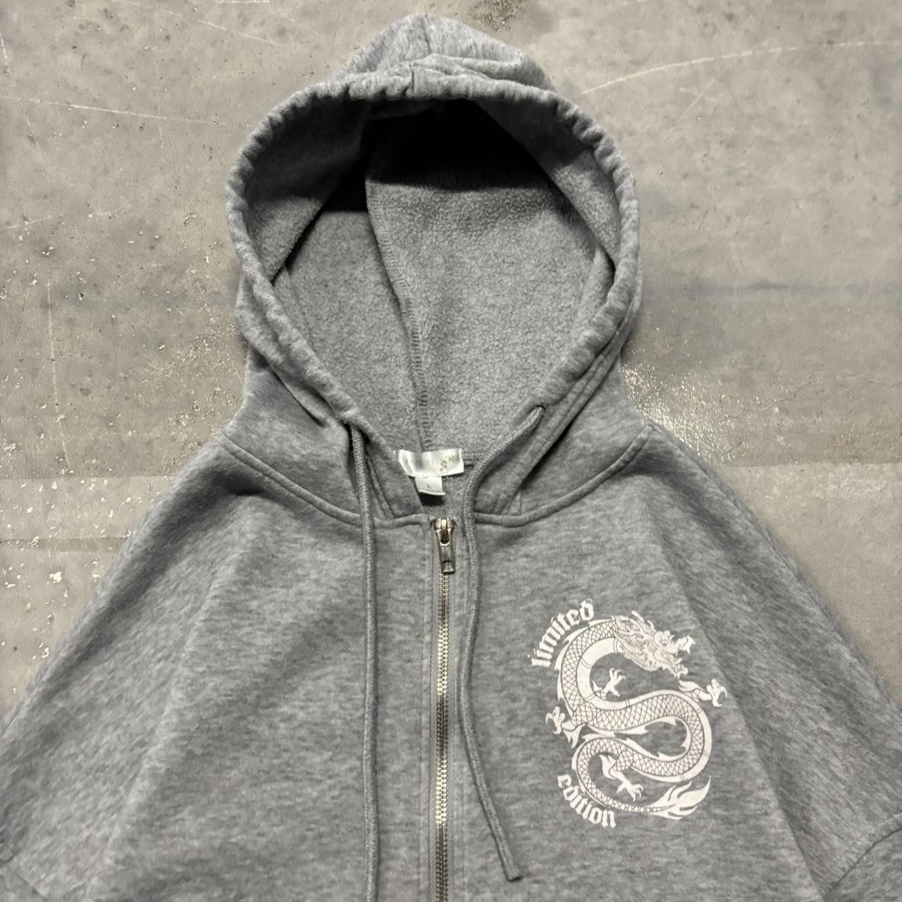 Japanese Brand × Vintage Crazy Vintage Y2K/2000s Grey Dragon Streetwear Skater Style Zip Up Hoodie! Size US L / EU 52-54 / 3 - 3 Thumbnail