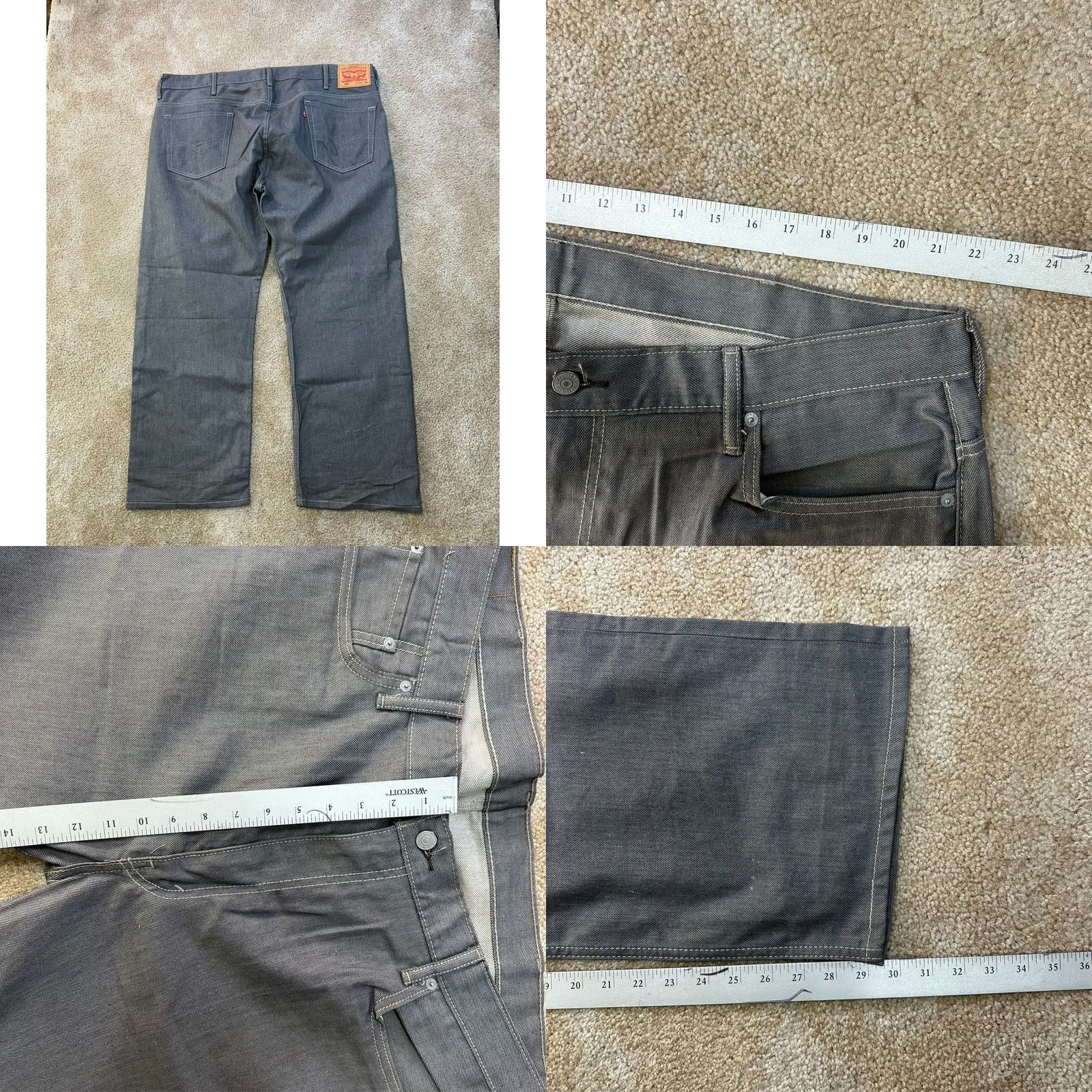 Levi's Levi's 569 Loose Straight Jeans Mens 42x30 Gray Denim Baggy 90s Grunge Distressed Relaxed Fit Bag Loops 5-Pocket Denim Jeans Size US 42 / EU 58 - 8 Thumbnail