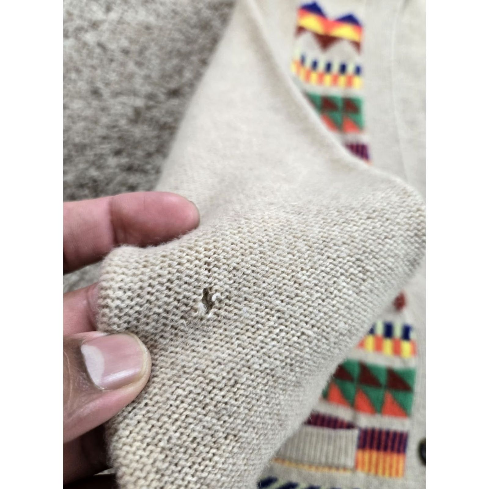 Madewell Madewell Cardigan Sweater Women Small Brown Aztec Merino Wool Sweater Size S / US 4 / IT 40 - 4 Thumbnail