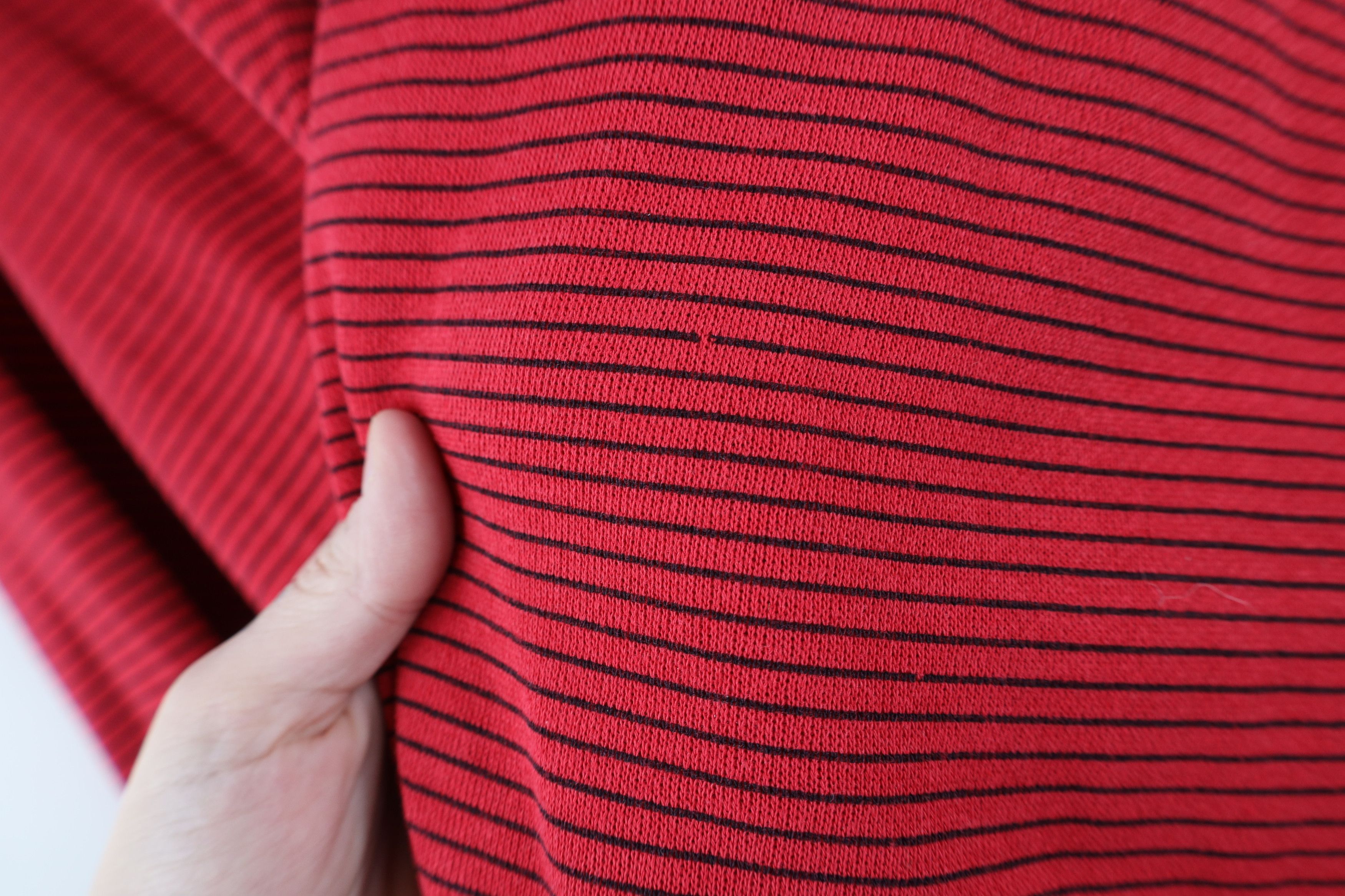 Vintage Vintage 90s IOU Striped Spell Out Mock Neck Sweatshirt Red Size US S / EU 44-46 / 1 - 8 Thumbnail